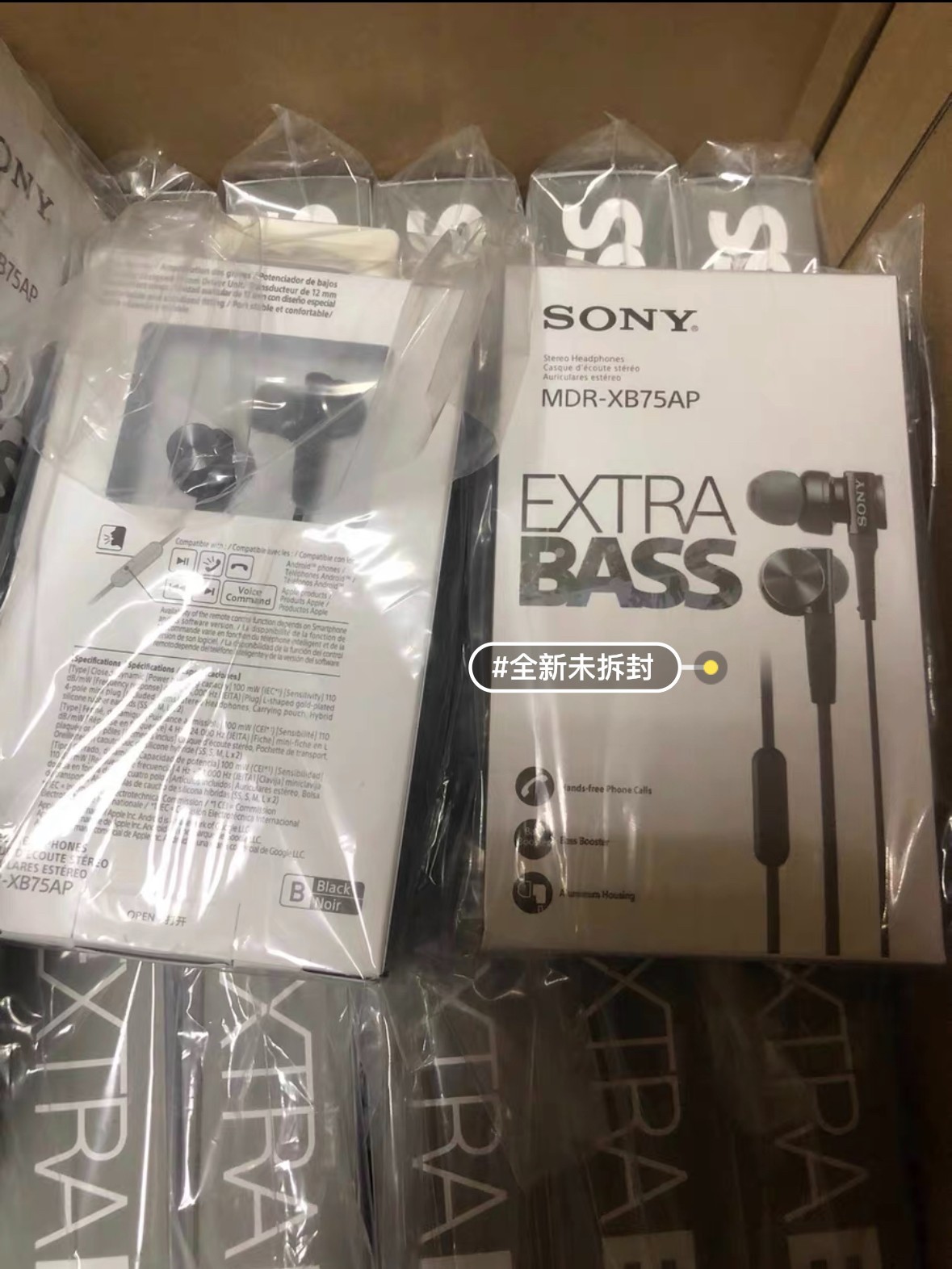 For SONY MDR-XB75AP Bass Booster In-Ear Headphones with In-Line Mic Black