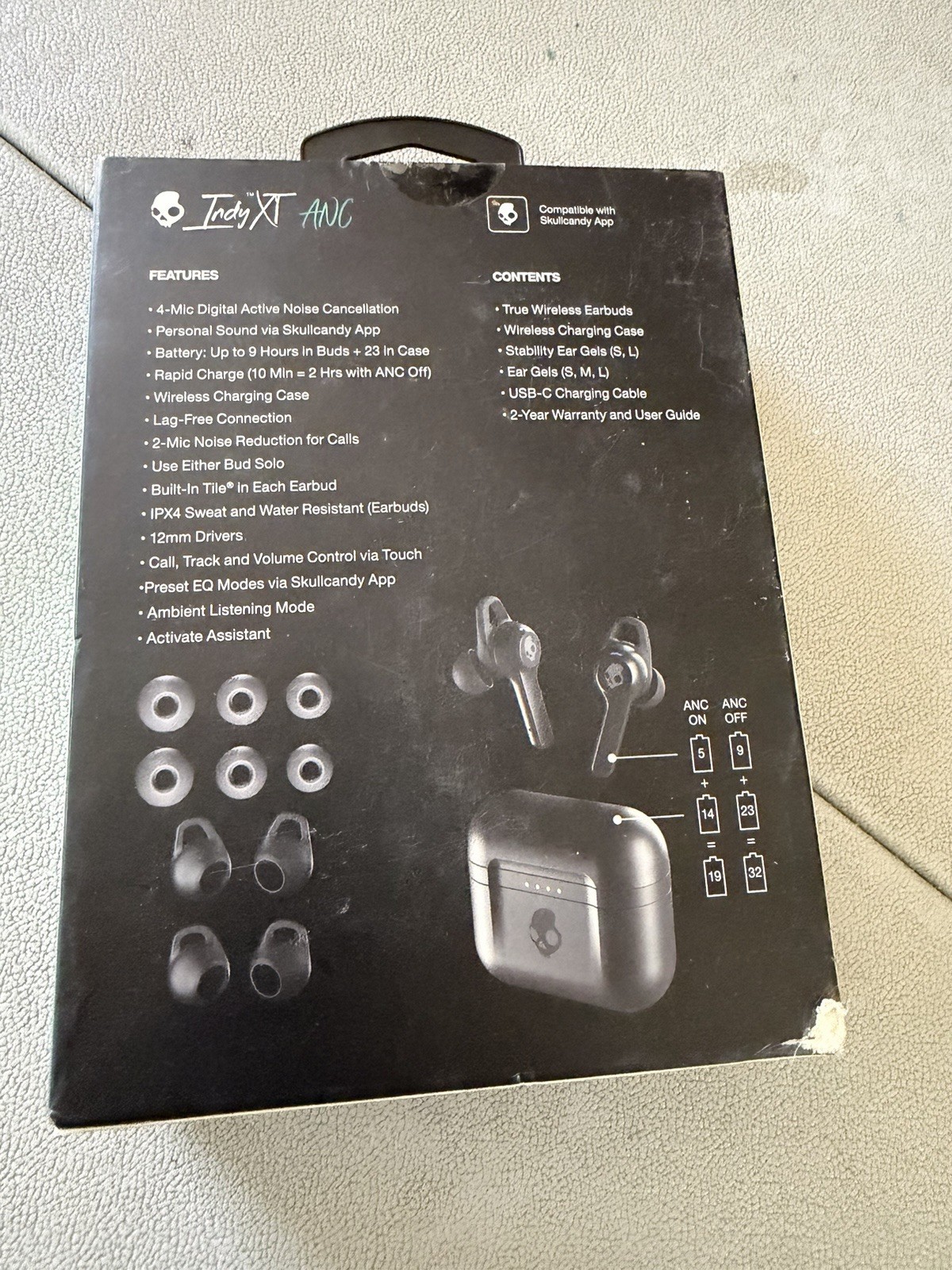 Skullcandy Indy ANC – Active Noise Canceling Wireless Earbuds (True Black)