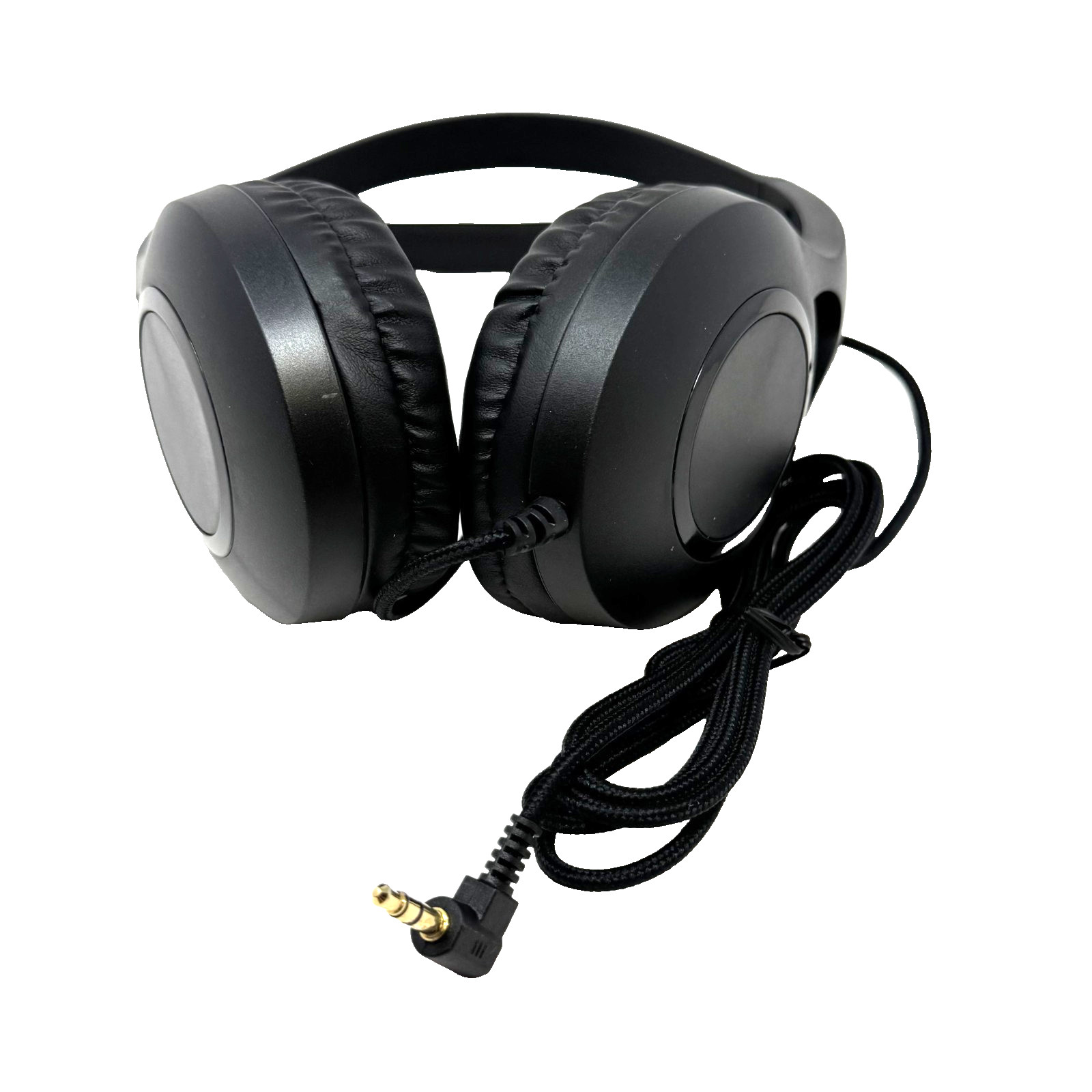 Wired Over Ear Headphones 3.5mm Braided Cable Black Foldable Headset