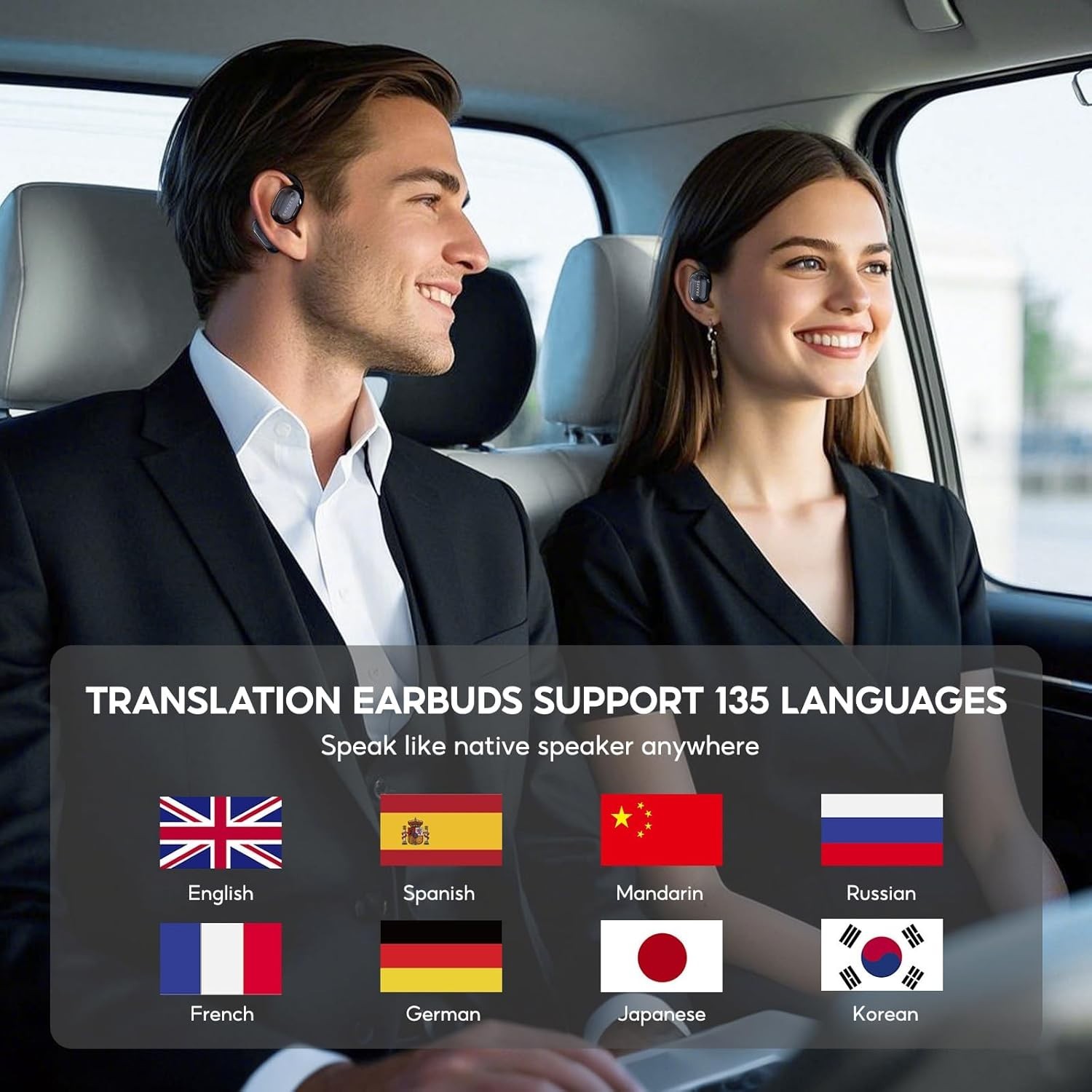 ERAZER Wireless Earbud XP2, Real Time Language Translator Over the Ear-Black