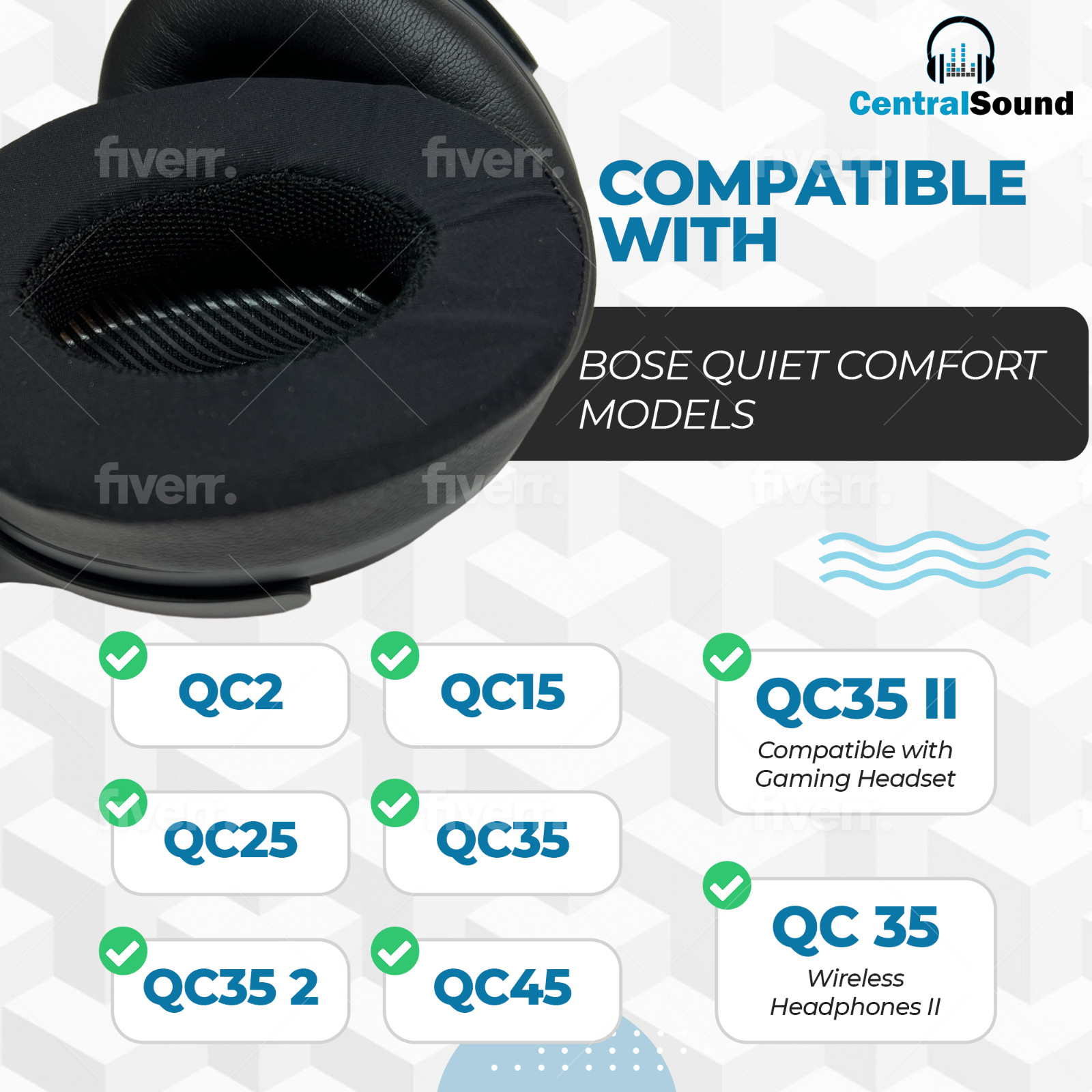 CentralSound Cooling Gel Replacement Ear Pad Cushion Bose QuietComfort QC35 QC45