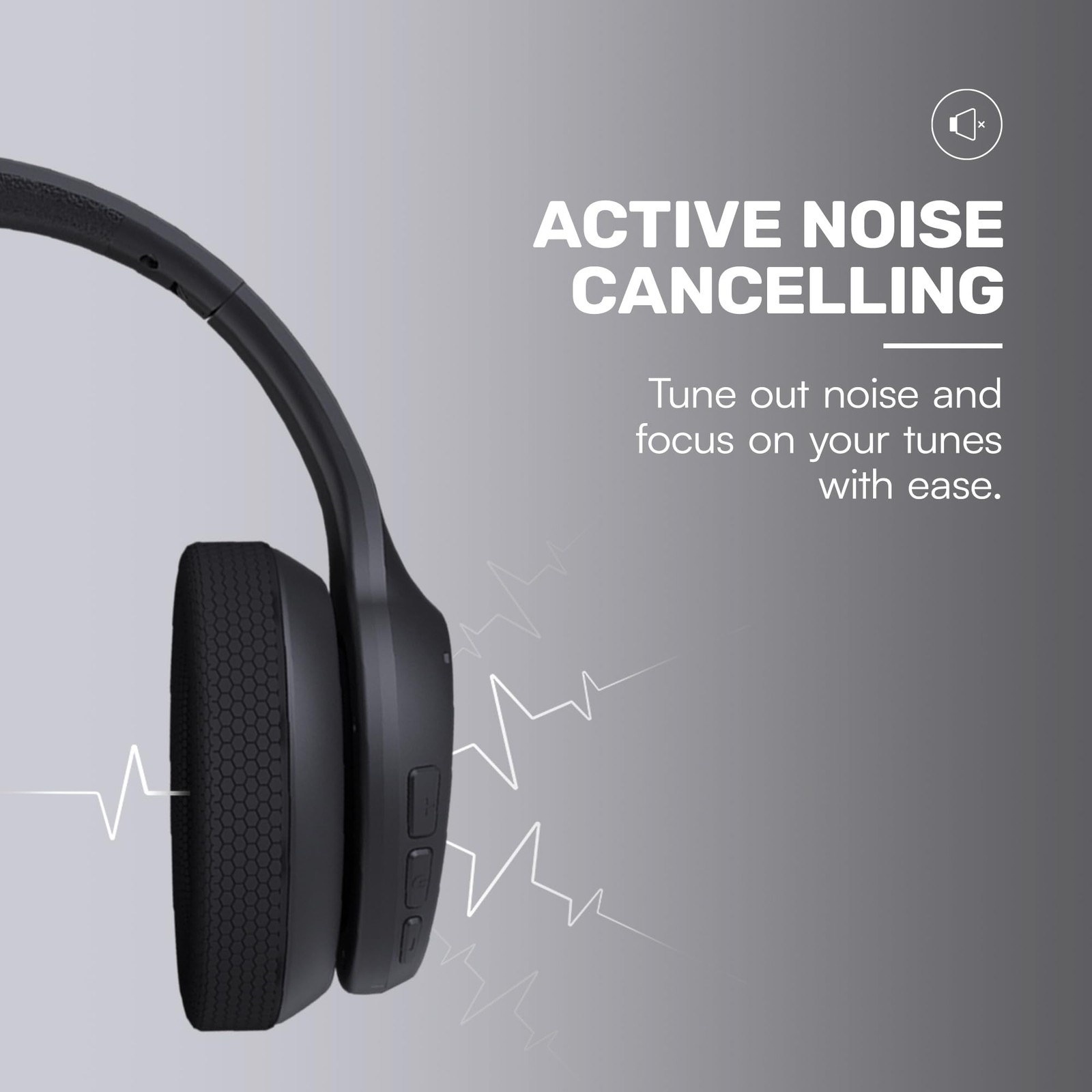 Wireless Over-Ear Headphones, 45h Battery, Noise Canceling, IPX4, 3 Ear Cushions