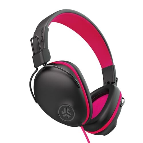 JLab JBuddies Pro Kids Wired Over-Ear Headphones 85dB Black/Pink