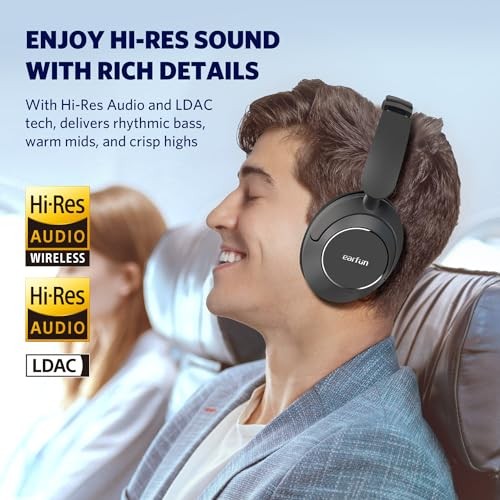 Wave Pro Active Noise Canceling Headphones, Wireless Over Ear Bluetooth Black