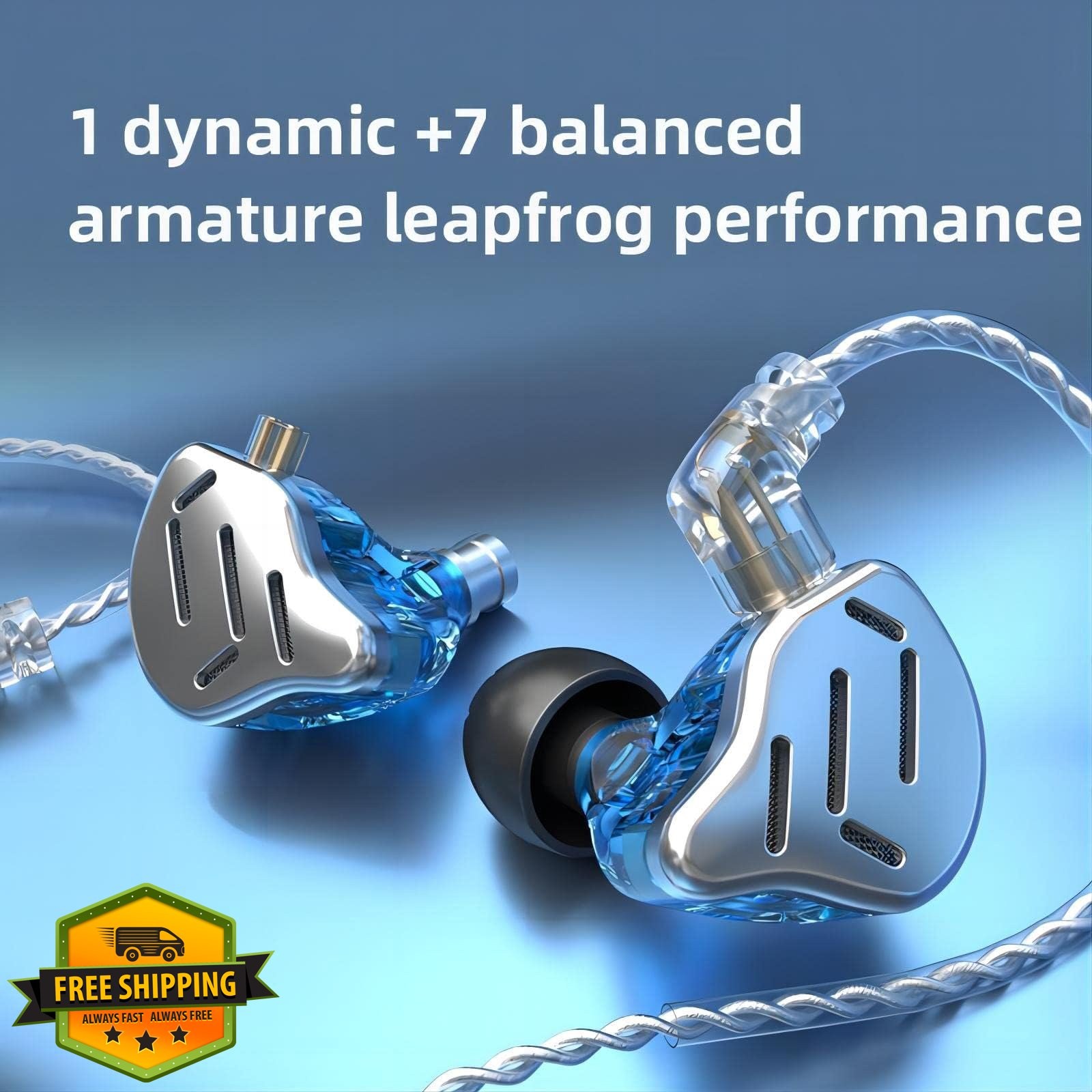 KZ Zax 7BA+1DD Hybrid Earbuds w/Mic Silver