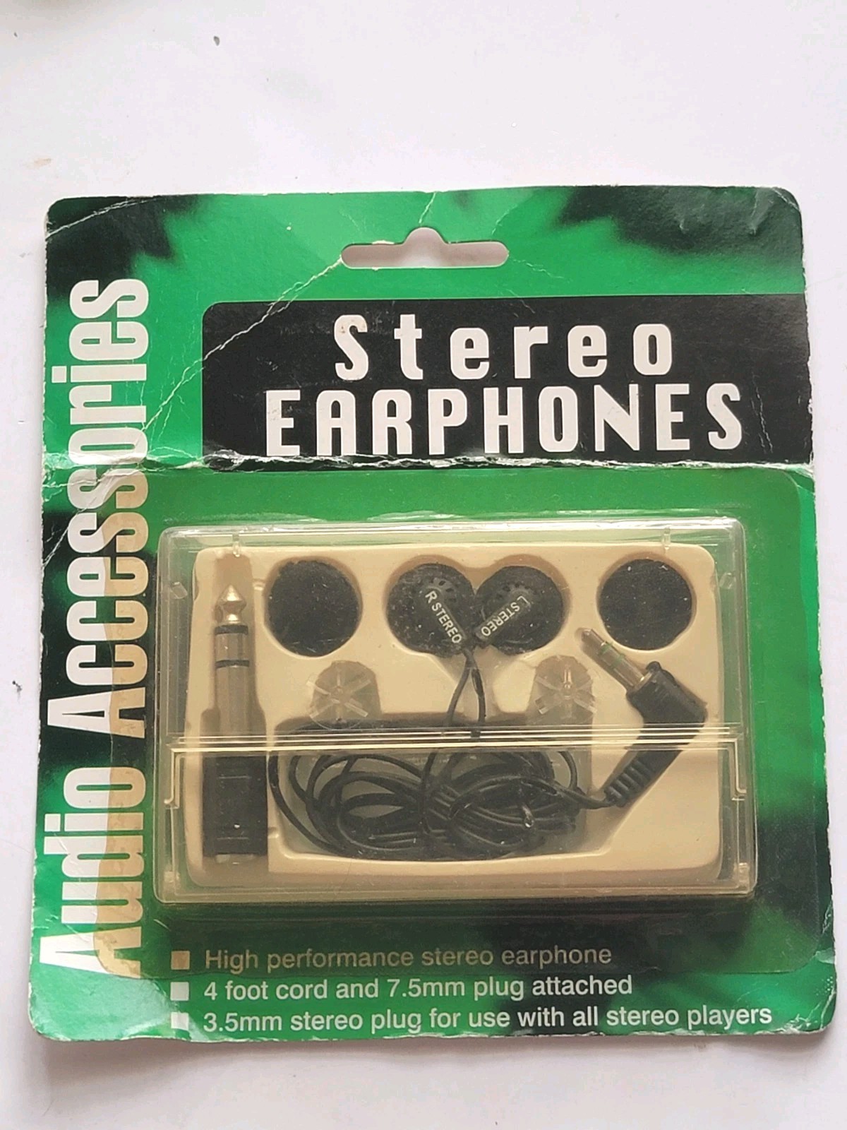 Vintage Style Stereo Earphones 3.5mm Jack 1/4″ Adapter 4ft Cord New Sealed NOS