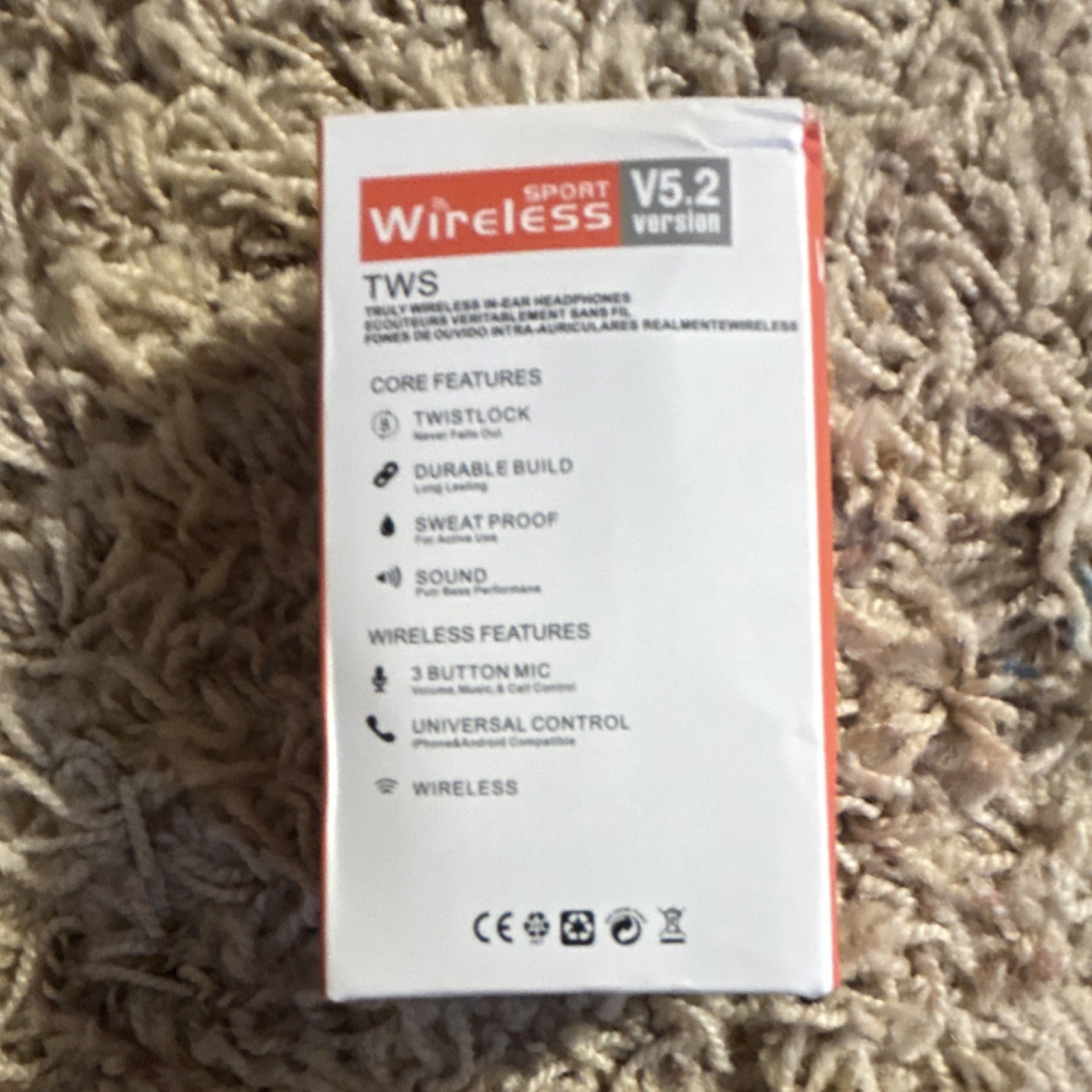 V5.2 TWS True Wireless Bluetooth In-Ear Earbuds w/ Mic, Case & USB, Black