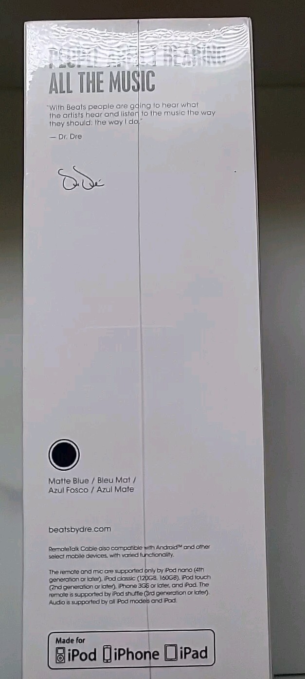 Beats By Dr. Dre ML9D2LLA Headphones -Blue Sealed