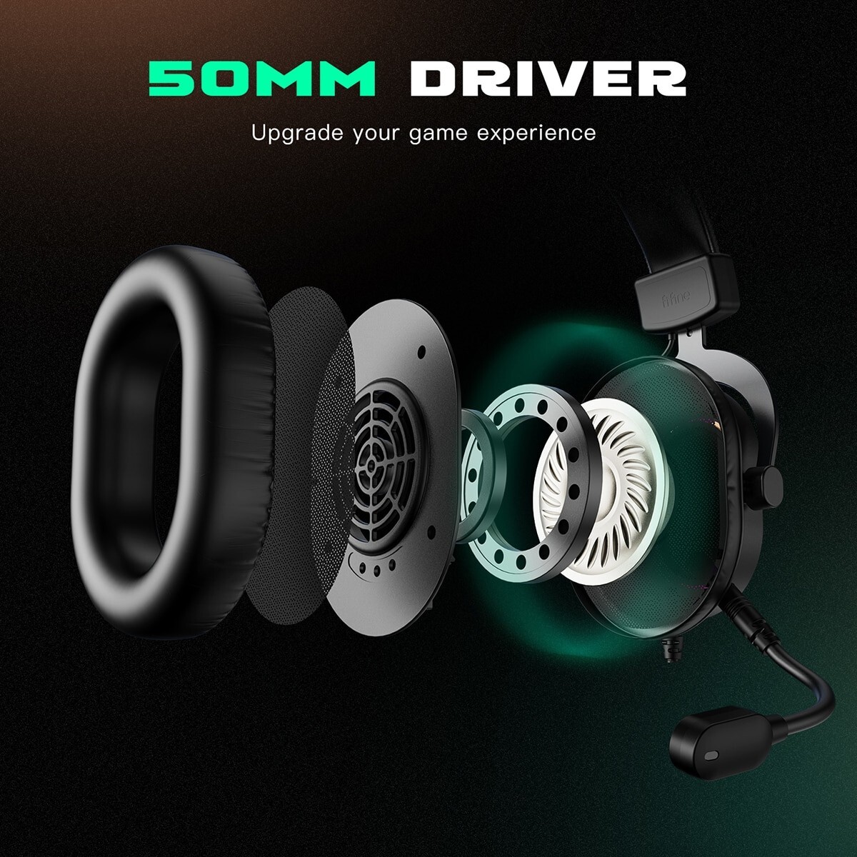 Fifine H6 Gaming Headset Mic Headphones Surround Sound RGB Gaming HiFi Stereo AU
