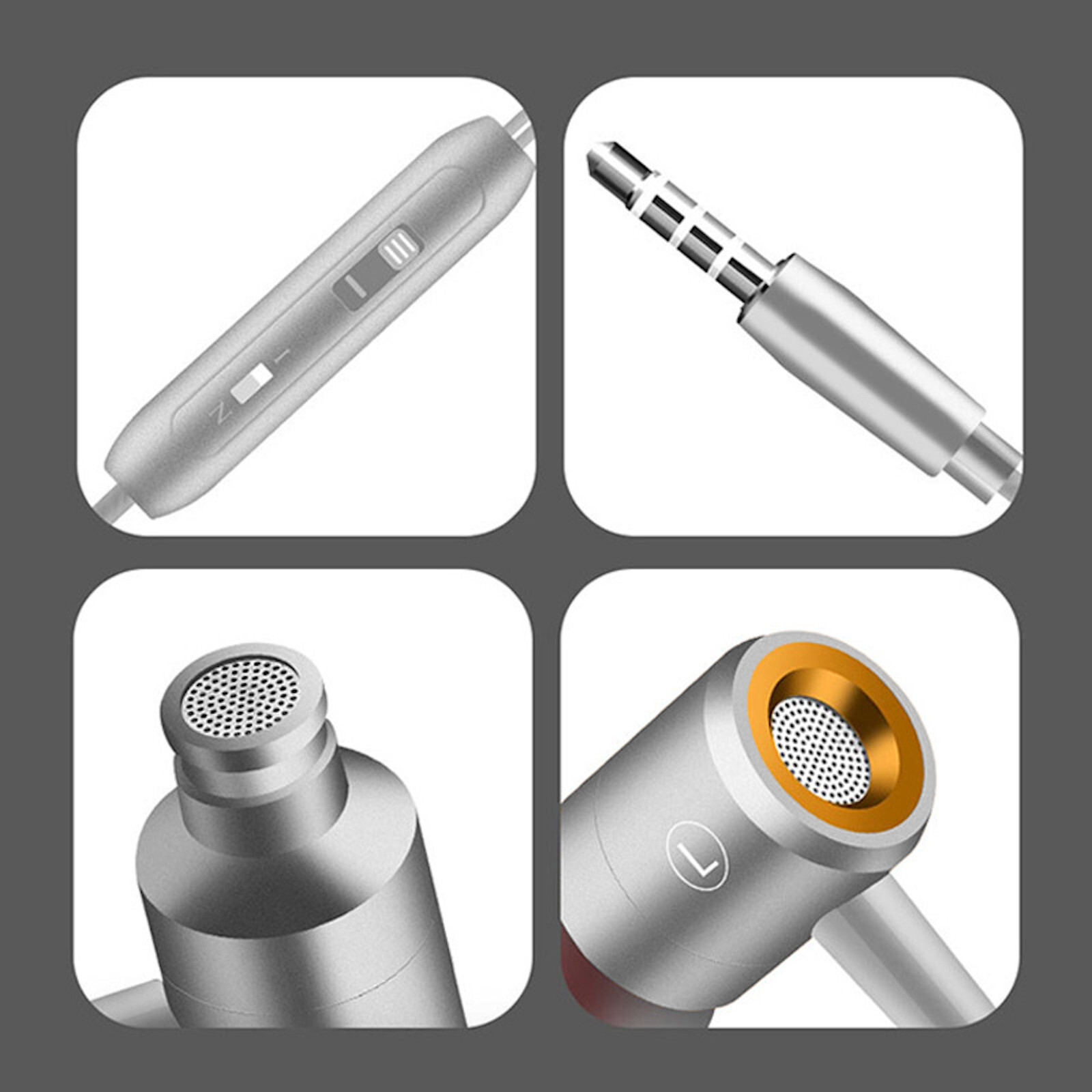 Mega Bass Pro HQ Headphones In-Ear Earphone S4HS Headphone For Samsung LG Silver