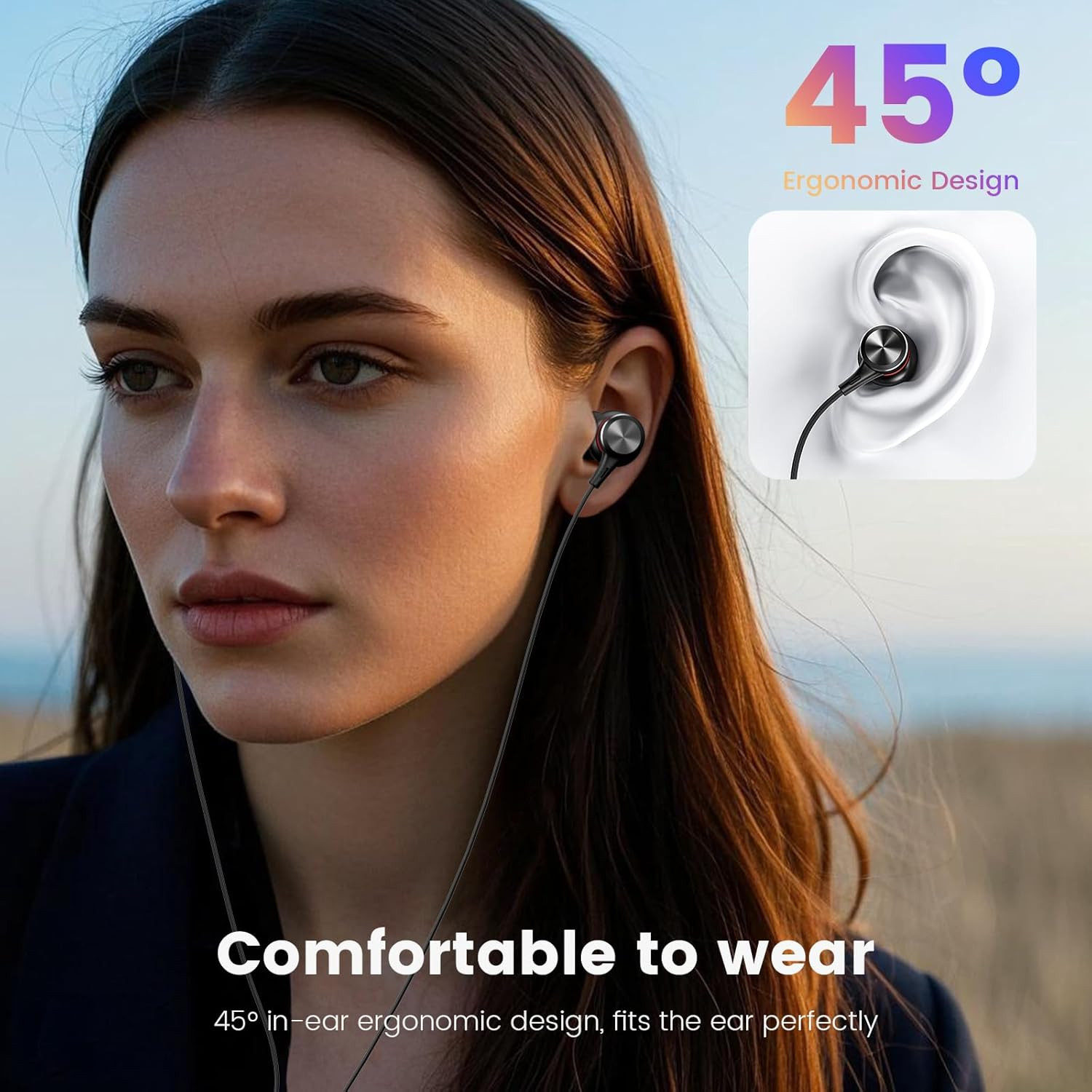 USB C Headphones, Wired Earbuds In-Ear Type C Earphone, Microphone & Volume Cont