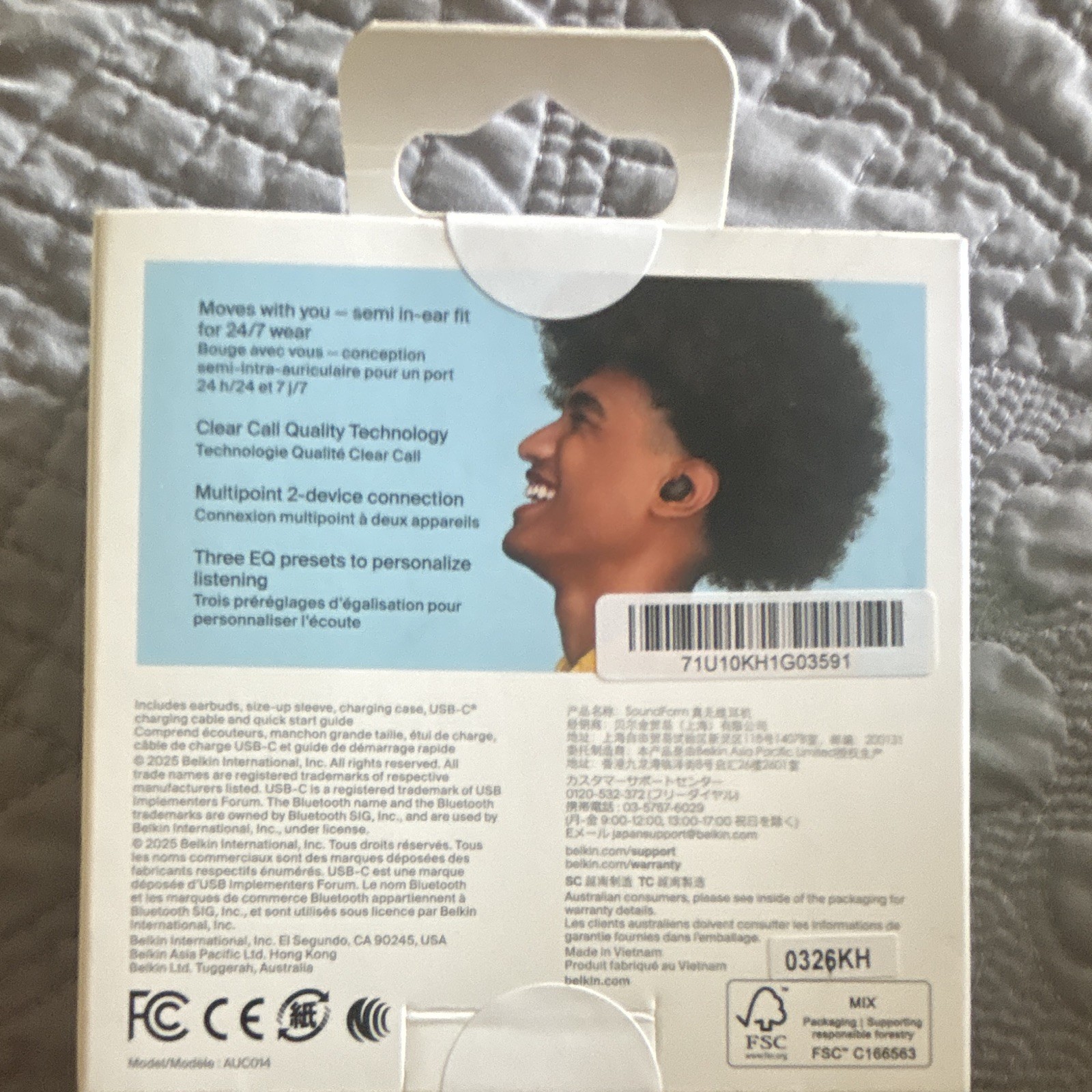 Belkin SoundForm Anywhere Bluetooth Wireless In-Ear Earbuds Black Built-In Mic