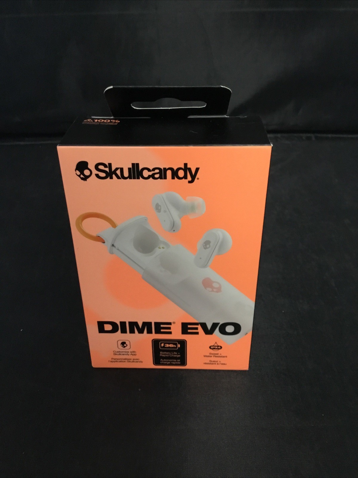 Skullcandy – Dime EVO True Wireless Bluetooth In-Ear Earbuds – Bone/Orange NEW