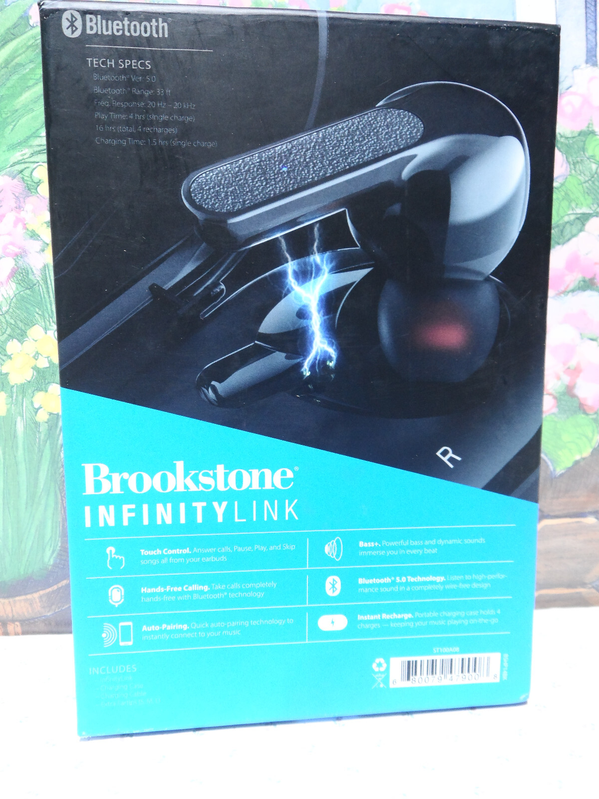 INFINITY LINK True wireless earphones w/Charging Case/Black/Brookstone