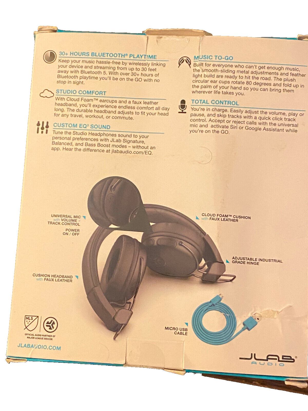 JLab Studio Wireless Bluetooth On-Ear Headphones, w/Universal mic, 30+ Hours