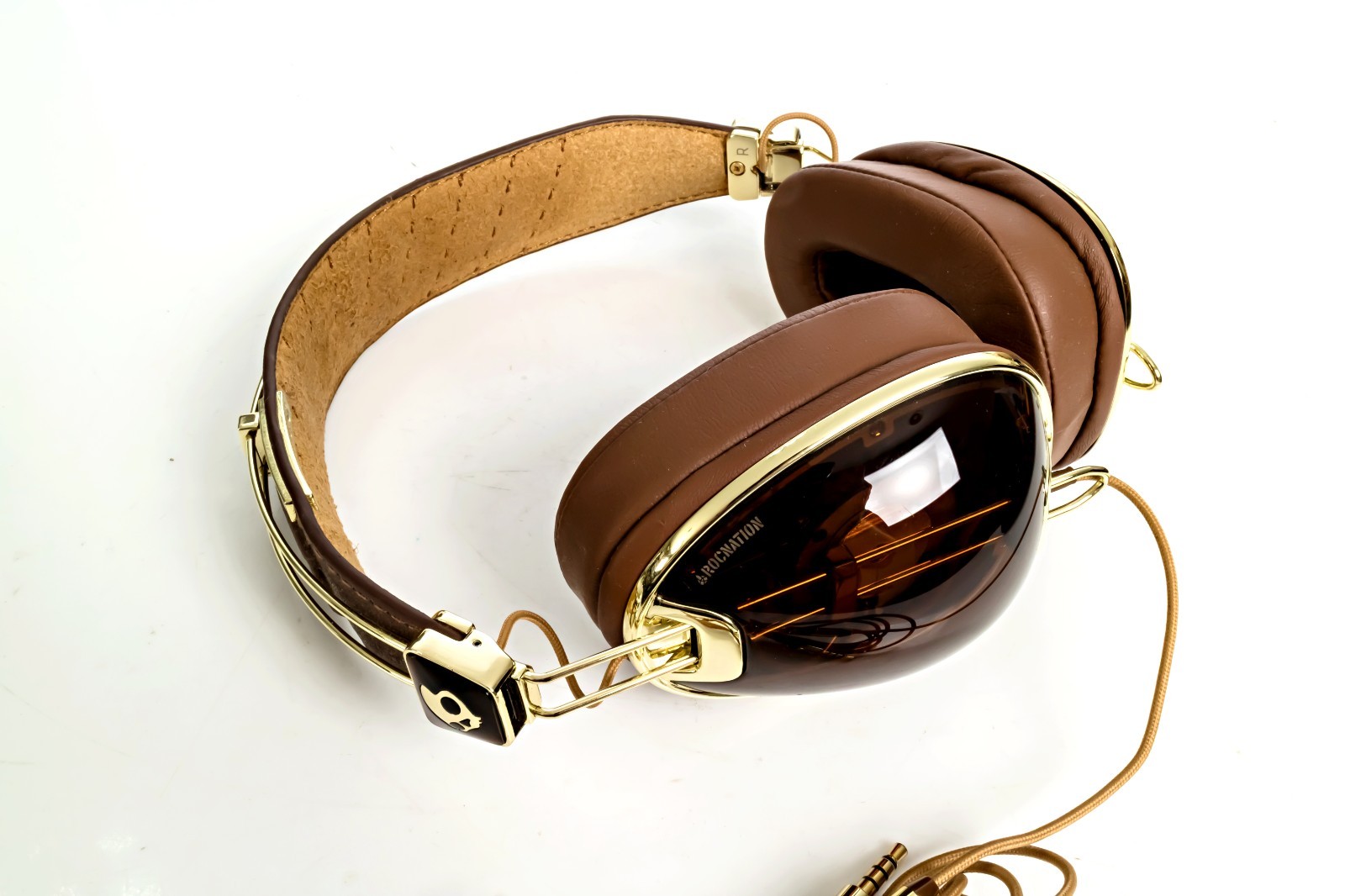 Skullcandy Roc Nation Aviator Clear Brown Gold Headphones Transparent