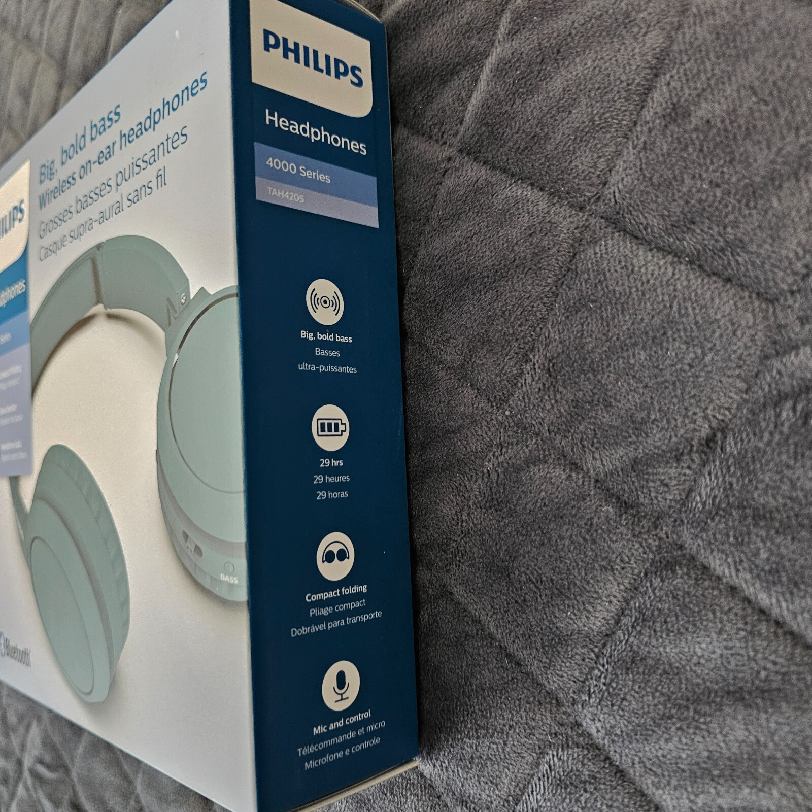 PHILIPS H4205 On-Ear Wireless Headphones with 32mm Drivers and BASS Boost – Blue