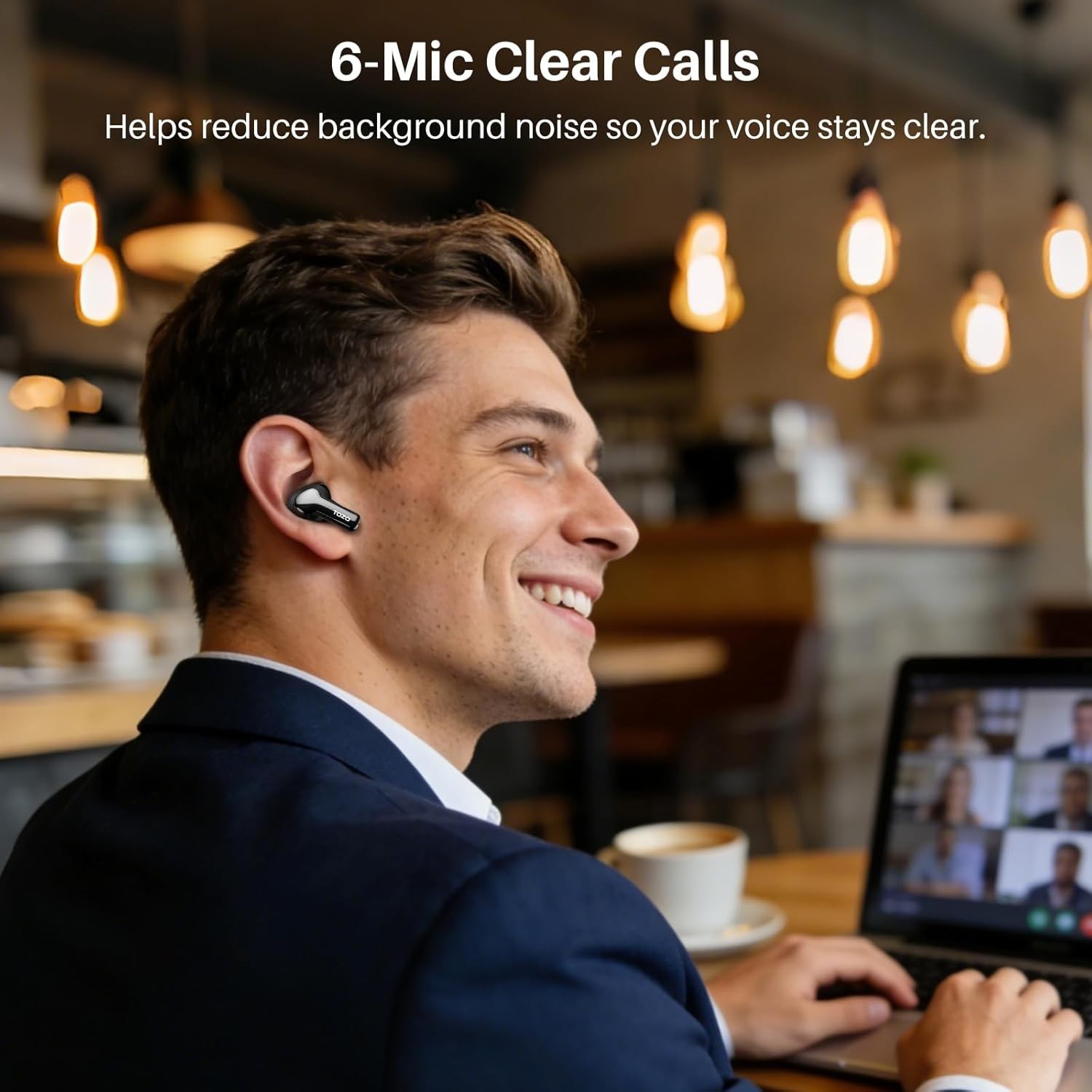 68-Hour ANC Wireless Earbuds with 6 Mics & Waterproof Design for All-Day Use