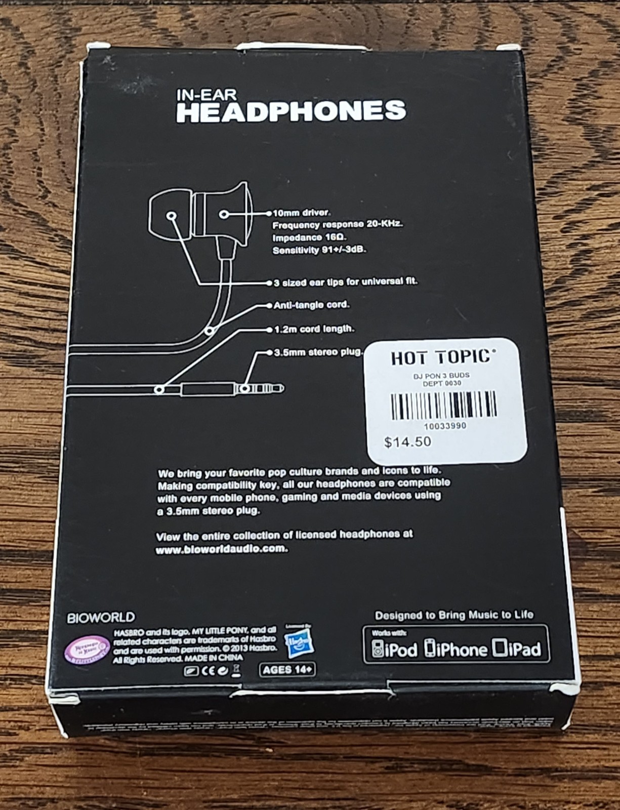 Rare New Bioworld My Little Pony DJ Pon-3 Vinyl Scratch Headphones Earbuds 2013