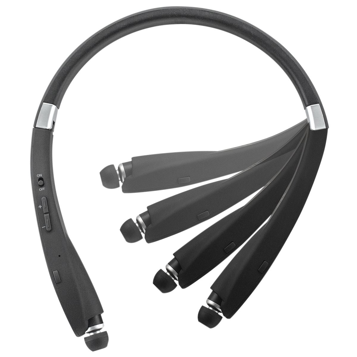 Universal Bluetooth Neck Headphones with Retractable Earbuds and Microphone