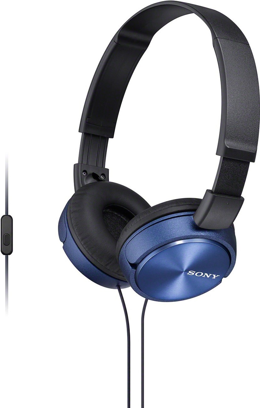 SONY MDR-ZX310AP, 30mm Driver and Foldable Design Wired Headset Blue,