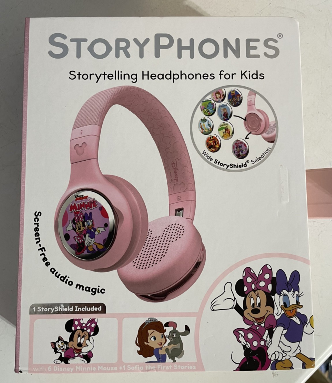 Disney Story Phones Storytelling Headphones for Kids w/ 1 Story Shield Pink