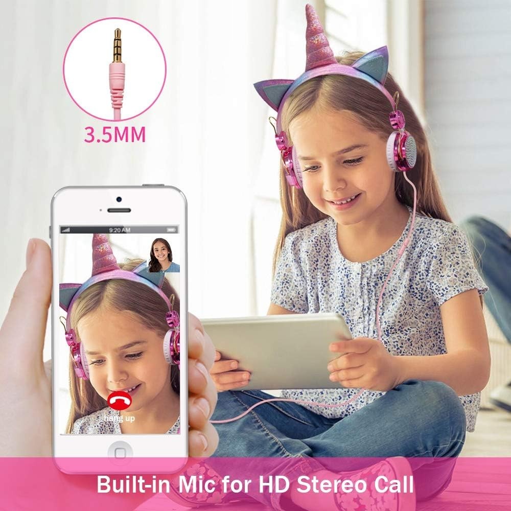 Adjustable Headband Wired Headphones for Girls