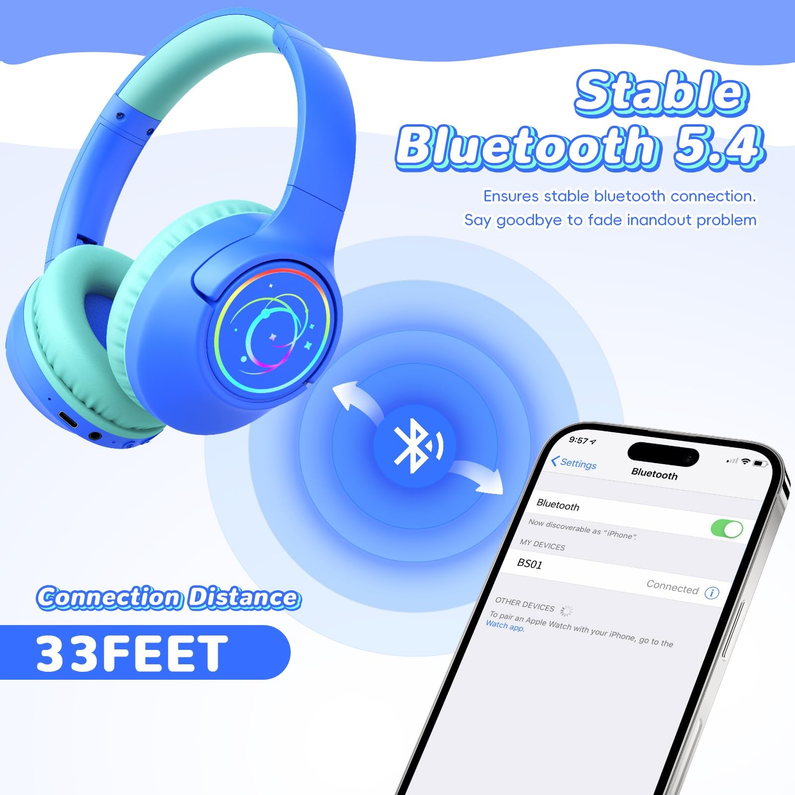 Auriculares Bluetooth para niños Auriculares inalámbricos plegables en la oreja