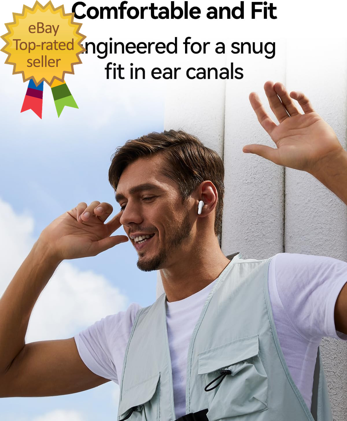 Q10 Wireless Earbuds (White) 32 Ohms 5.28 x 2.99 x 1.14 inches