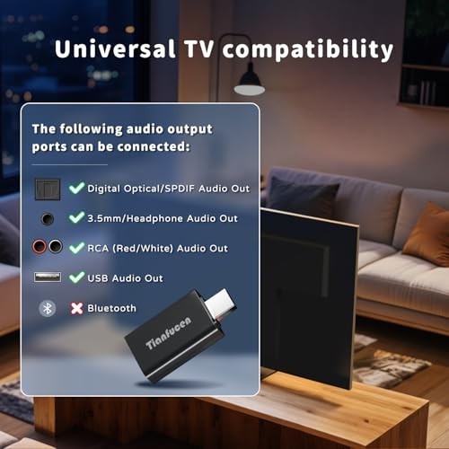 Tianfucen Wireless Headphones for TV, BKM400 TV Headphones Wireless for Seniors,