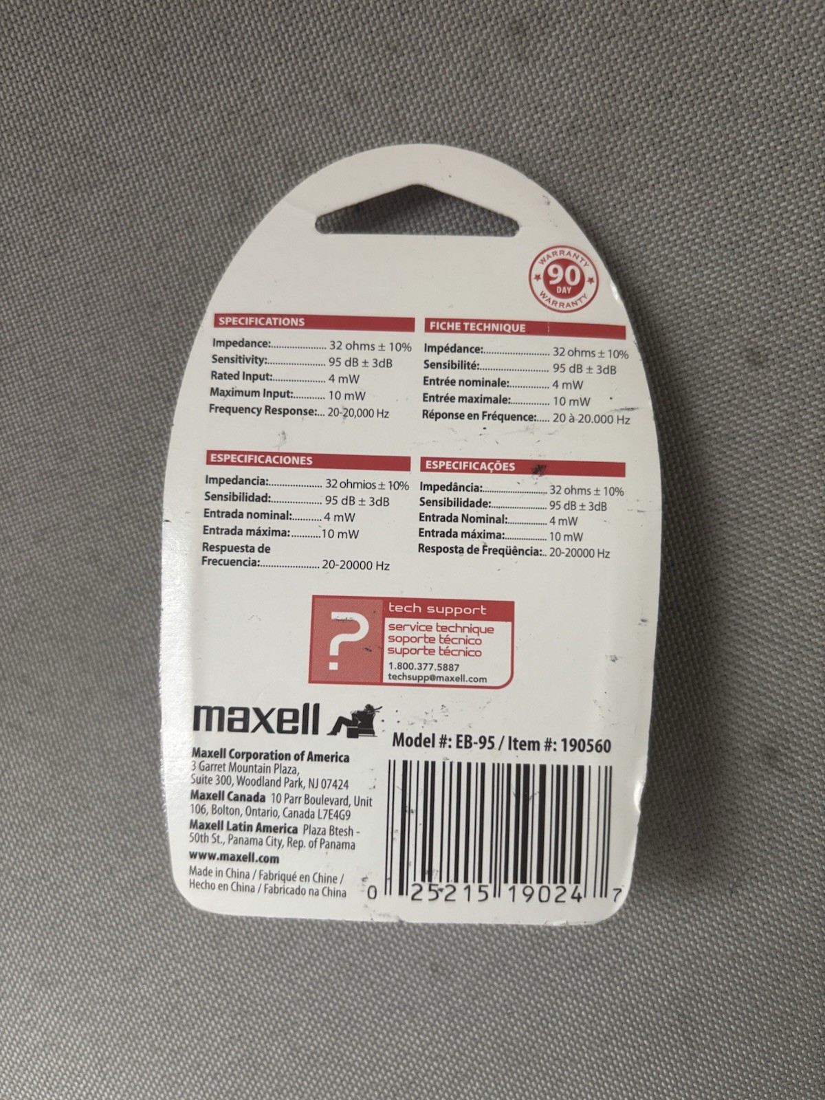 Maxell Eb-95 Stereo Earbuds Black New In Package