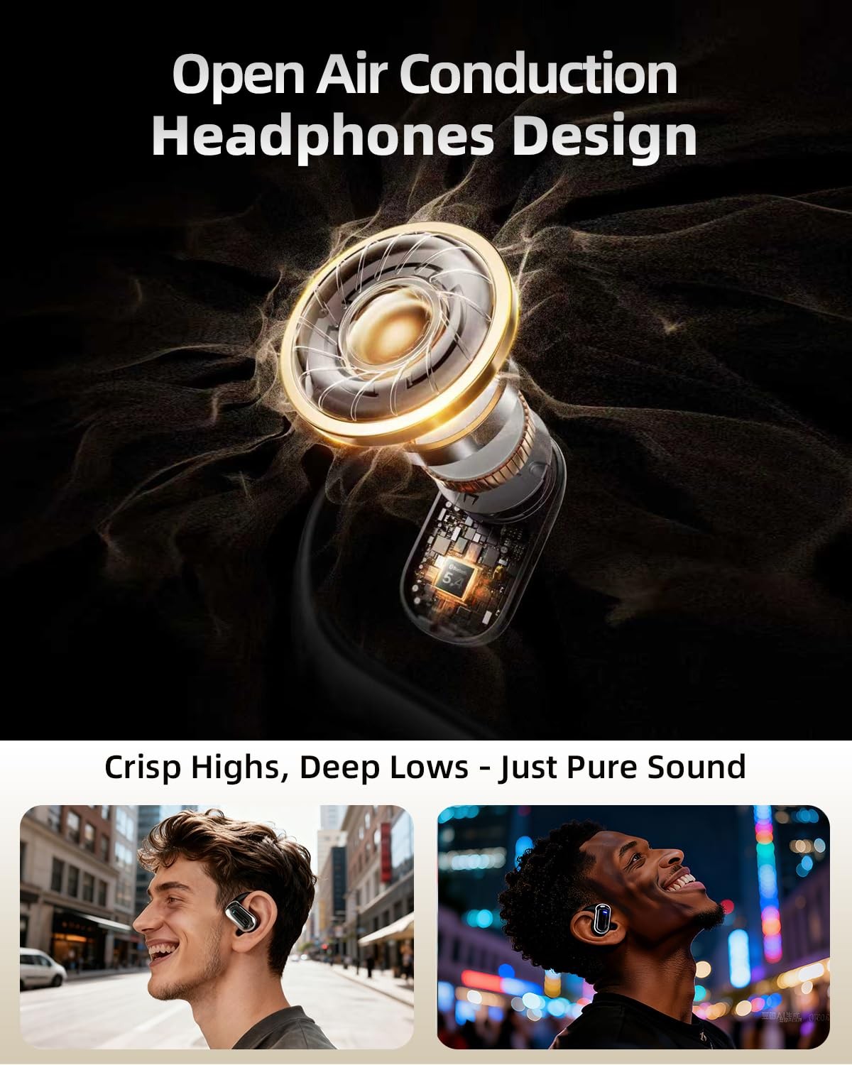 Open Ear Bluetooth 5.4 Headphones with Ergonomic Ear Hook