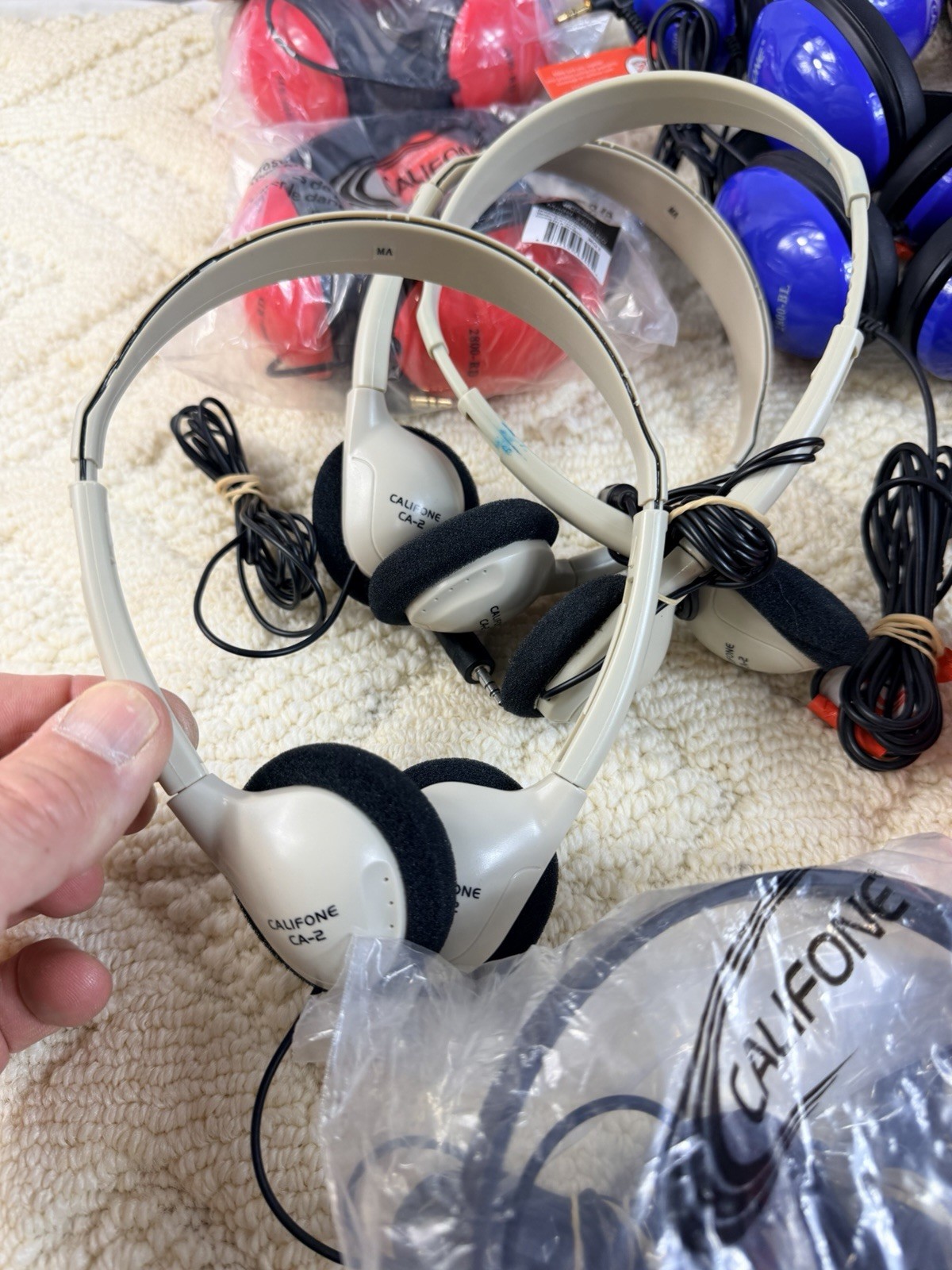 LOT OF 33Headphones Califone 2800 Listening First Stereo – Red, Blue for kids