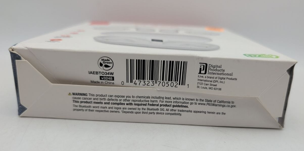 iLive 16mm Driver Clear Truly Wireless Open Ear Earbuds White Superior Quality