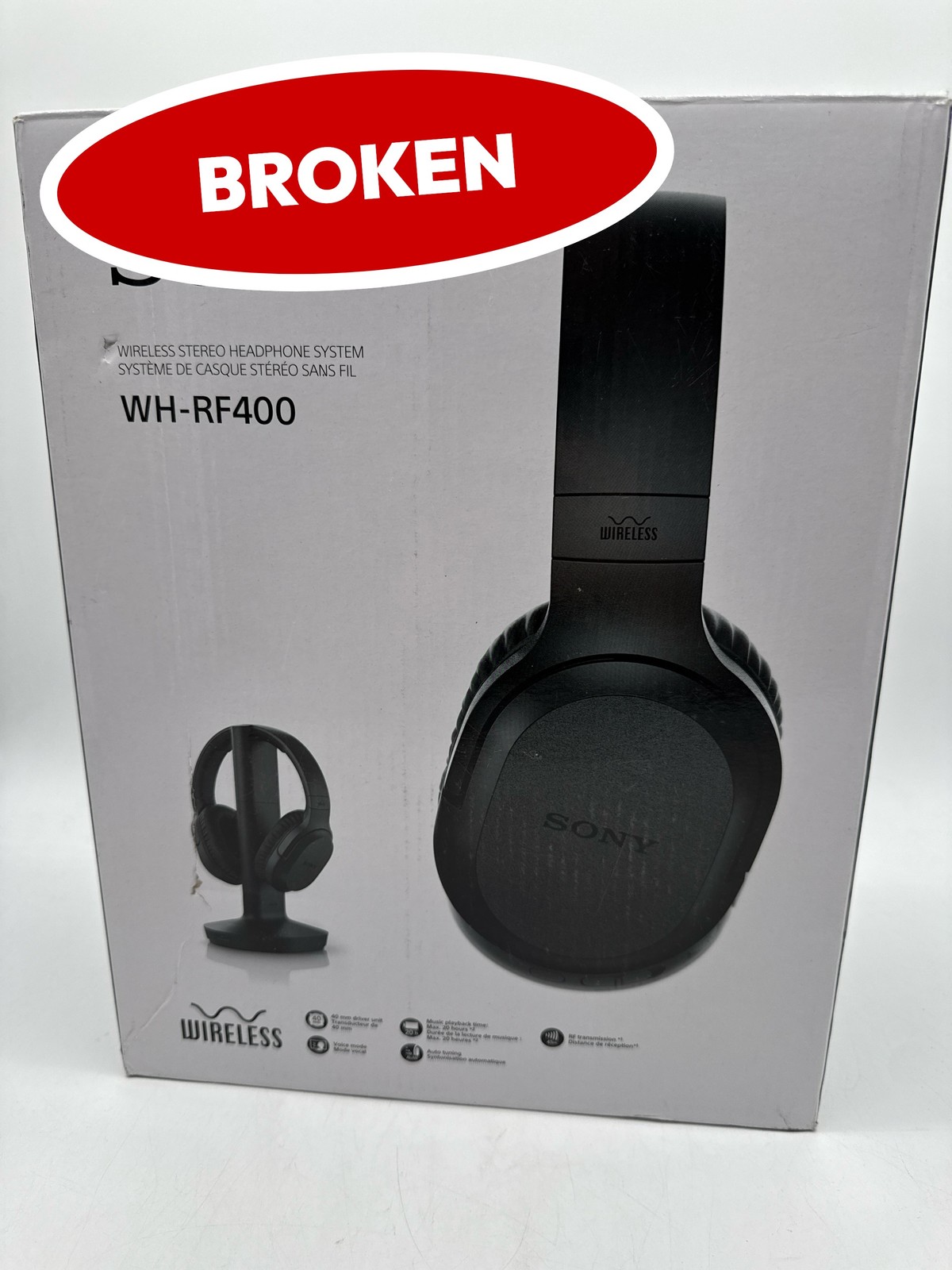 (BROKEN) Sony WH-RF400 Wireless Over-Ear Home Theater Headphones RF Black (5)
