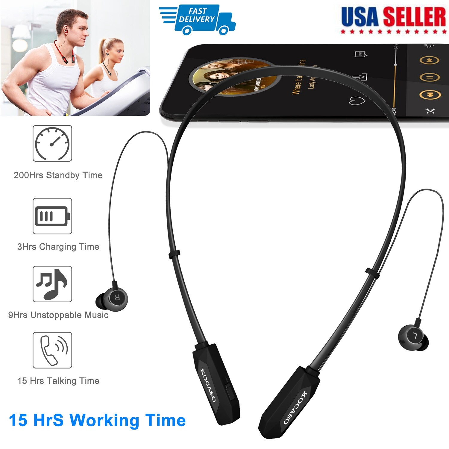 New Wireless Neckband Headphones – V4.2, Sweatproof, Deep Bass