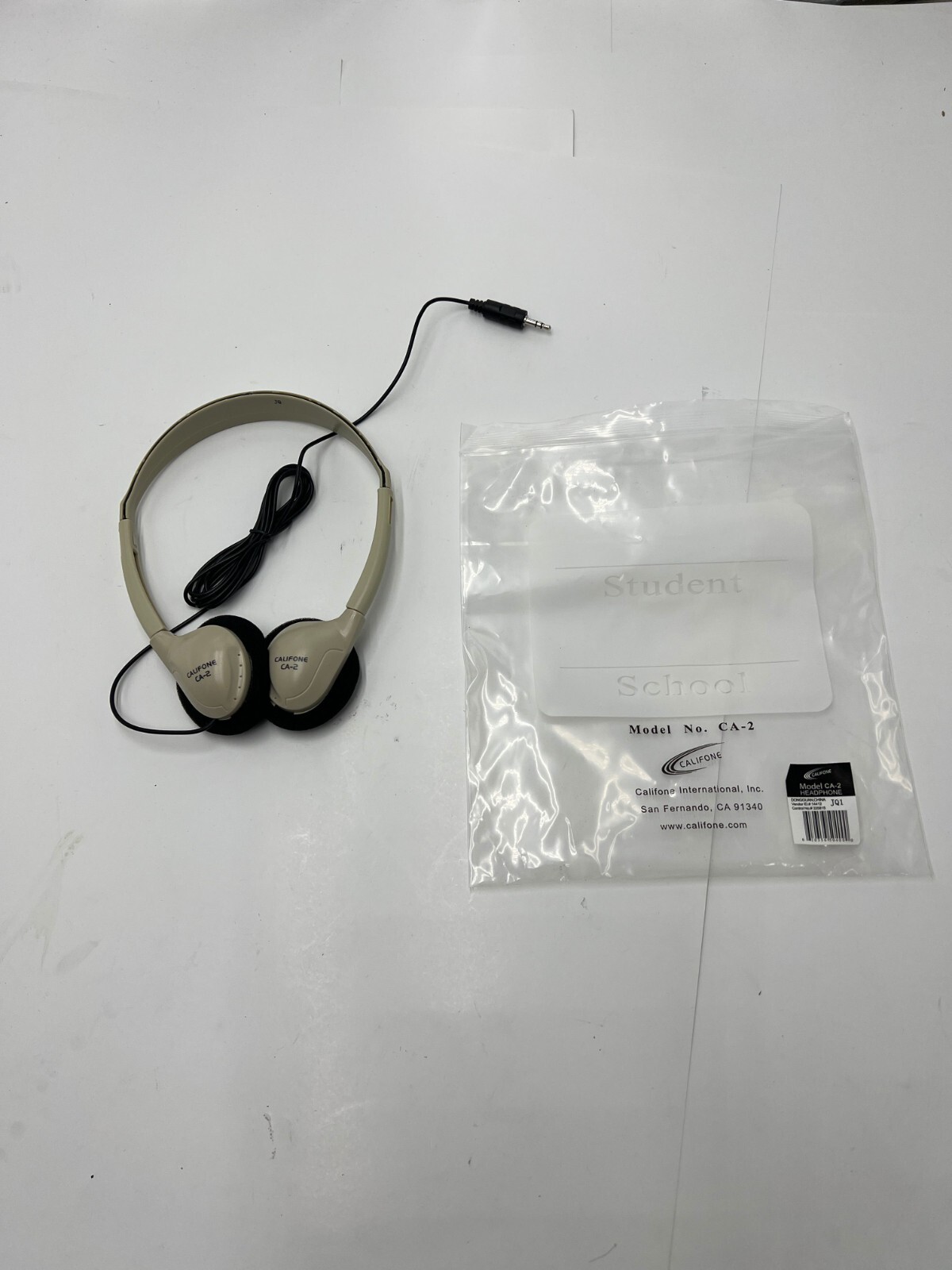 (QTY 10) Califone CA-2 Individual Stereo Headphones w/Resealable Bag, Adjustable