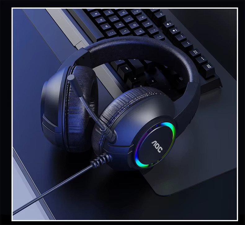 AOC USB Gaming Headset Compatible with PS5/4 Nintendo Switch Noise Canceling Mic