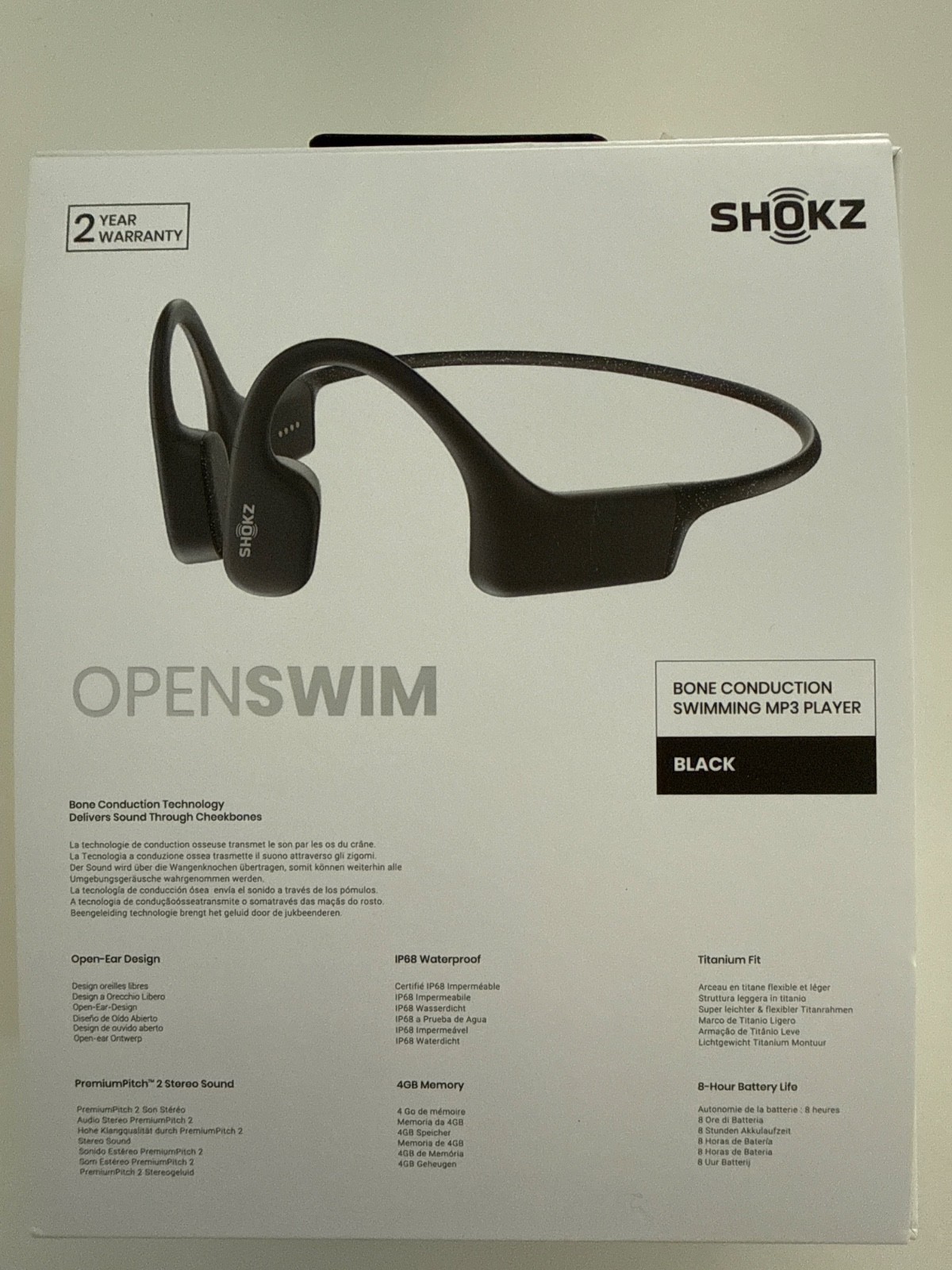 Shokz OpenSwim Bone Conduction Headphones – Black – Open Box, Never Used