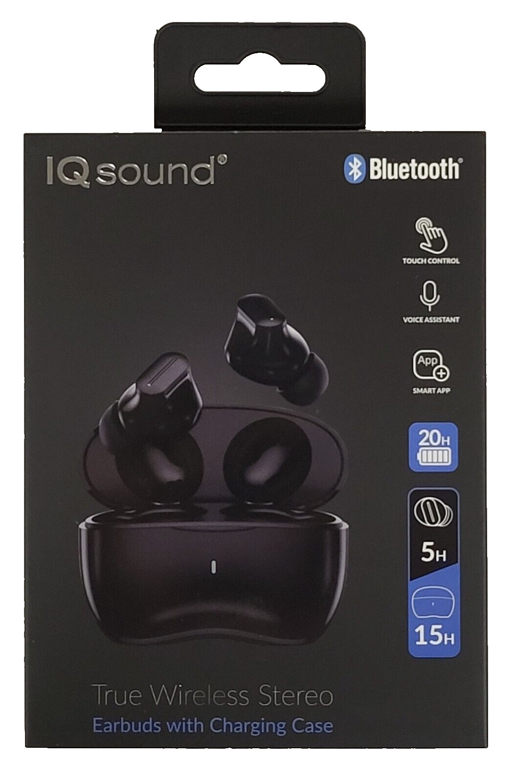 IQ Sound Black True Wireless Speaker Stereo Bluetooth Earbuds with Charging Case