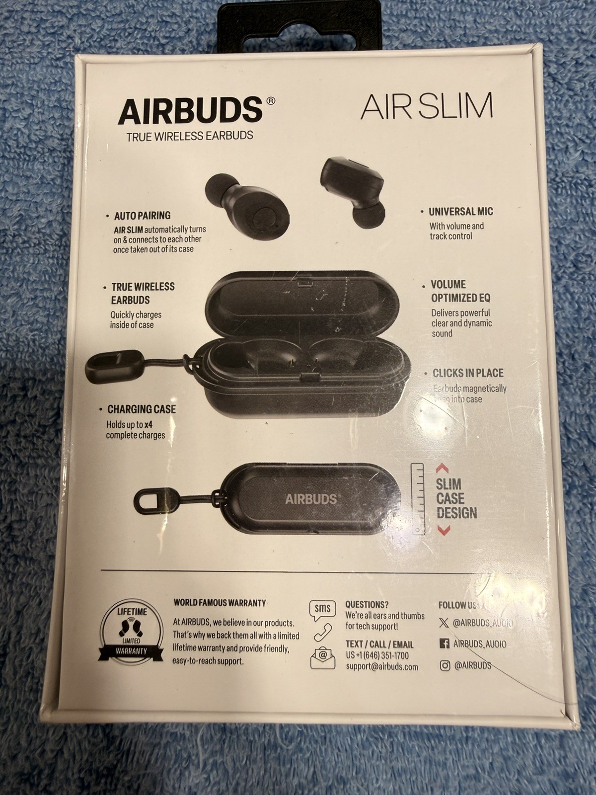 Bluetooth Wireless Earbuds -Airbuds – Black Brand New Sealed Air Slim