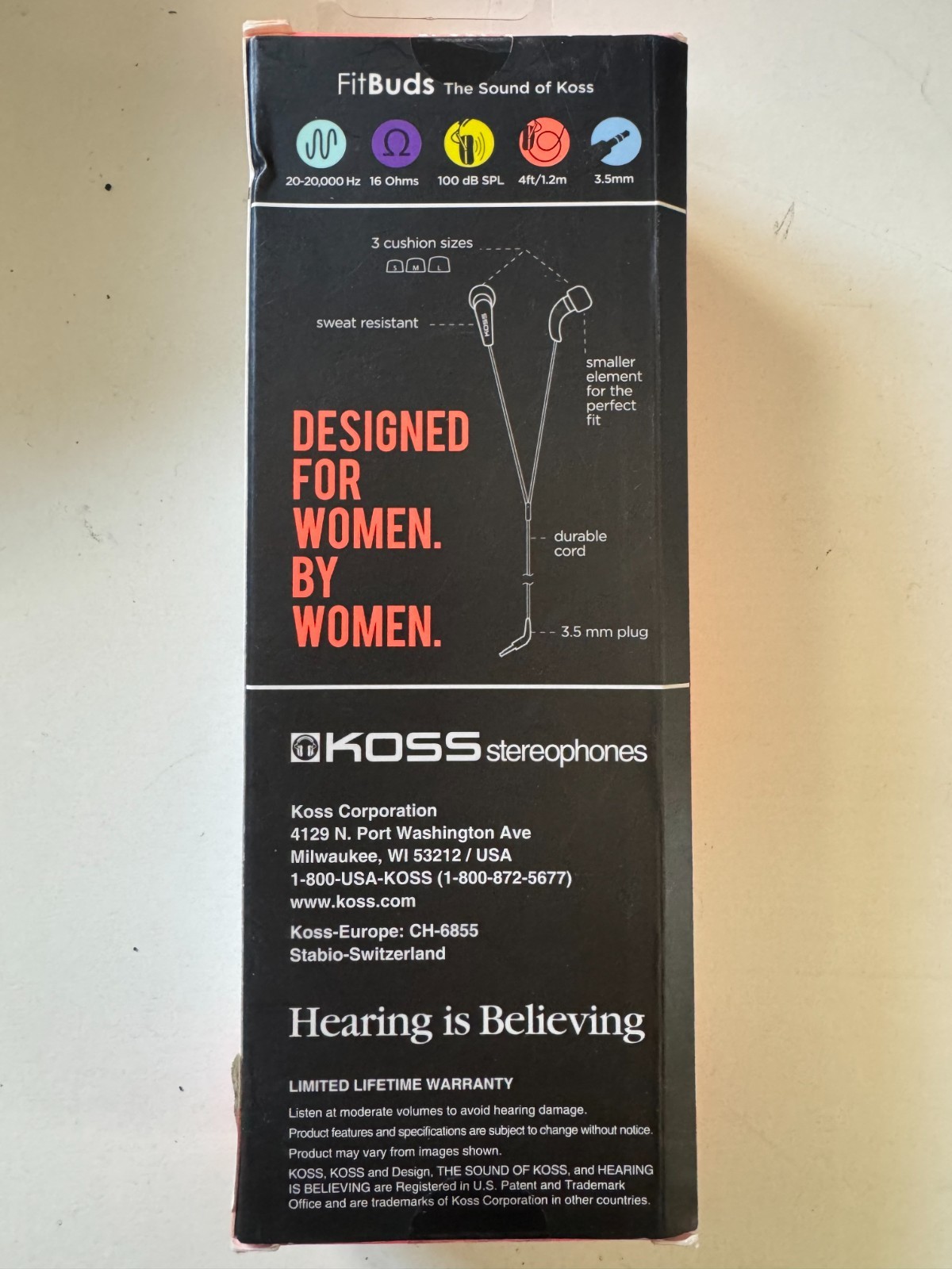 Koss FitBuds Ear Buds for Women New Sealed KEB32C In-Ear Headphones