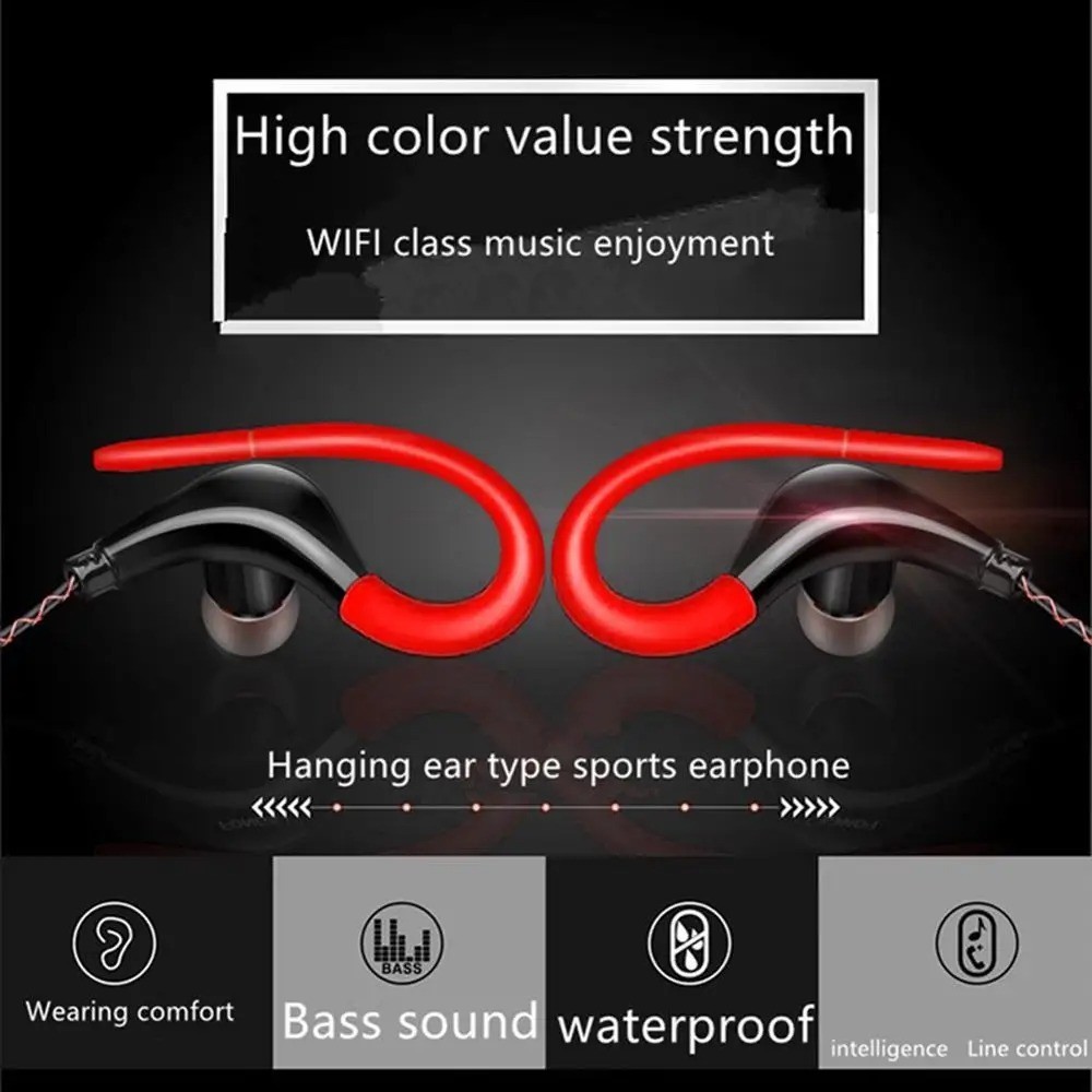3.5mm In-Ear Wired Earbuds Sports Running Earphone Over Ear Hook Headphone w/MIC