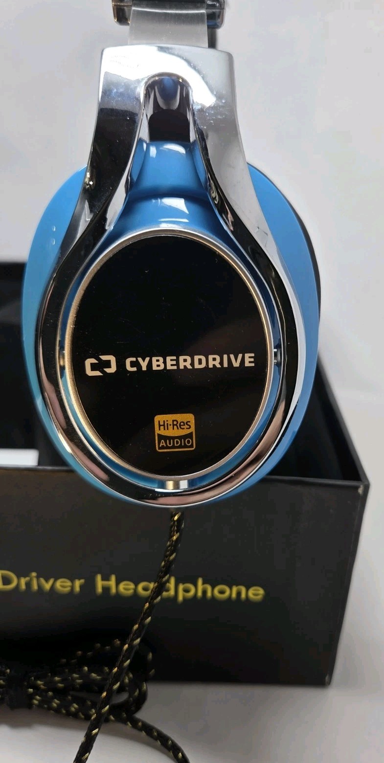 Cyberdrive Hi-Res Hybrid Dual Driver Over-Ear Headphones Blue Open Box Complete