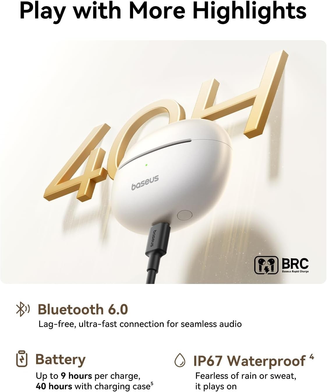 Baseus Open Ear Clip-On Headphones Hi-Res LDAC & HiFi4 Earbuds IP67 MC1 Pro