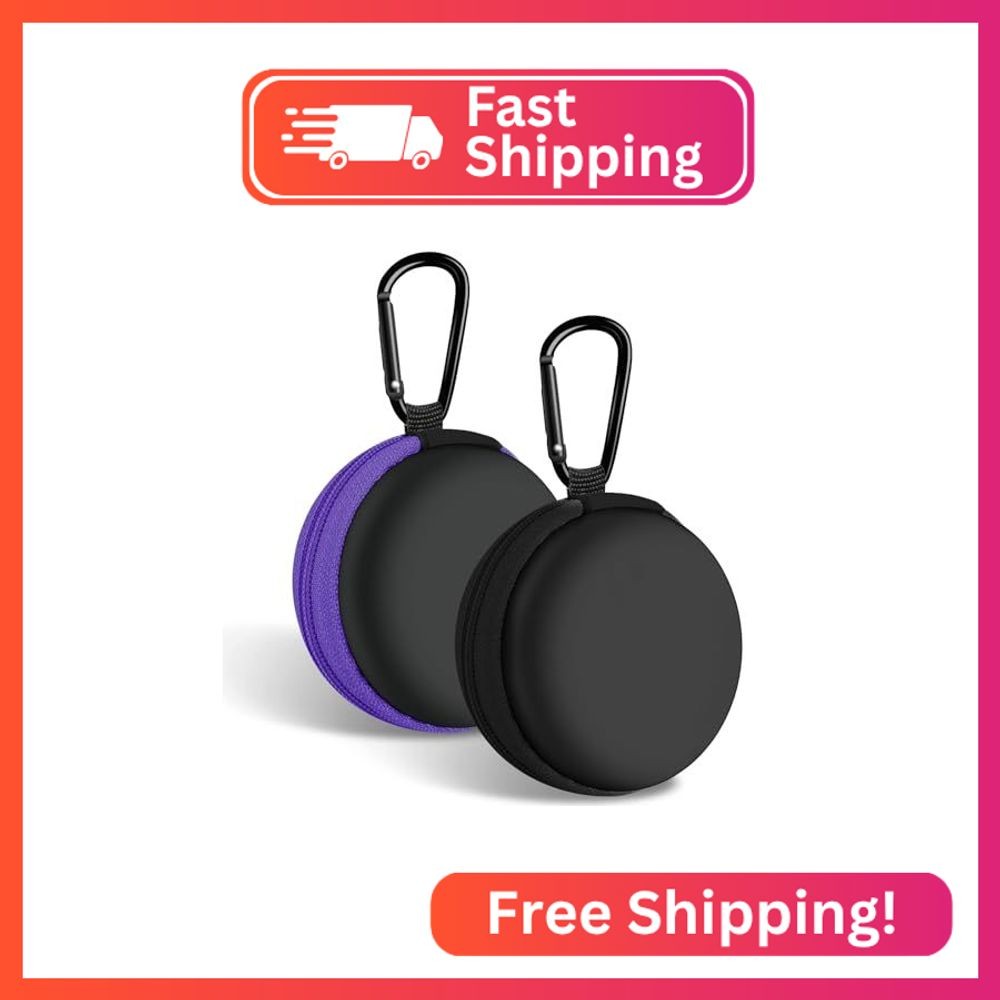 Woyinger 2Pack Round Earbud Case Portable EVA Carrying Case Storage Bag Cell Pho