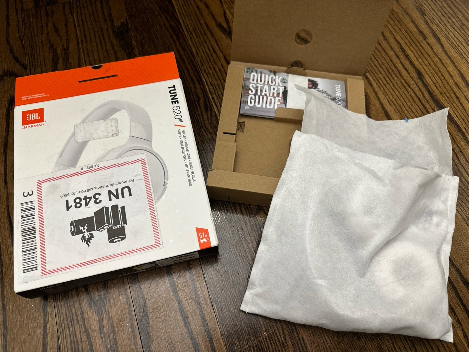 New Open Box JBL Tune 520BT Pure Bass Wireless Bluetooth Headphones (White)