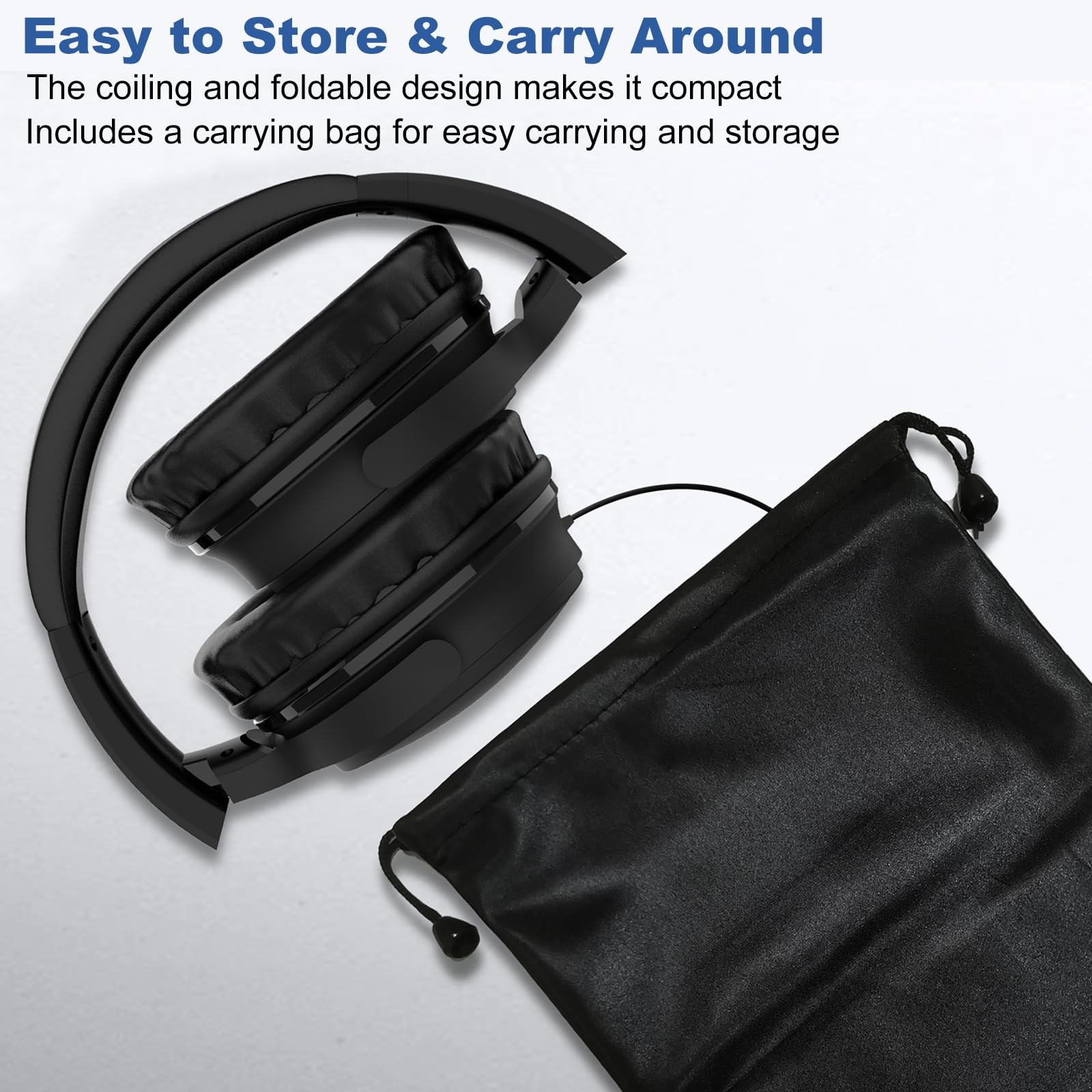 Joysico 19.5Ft / 6M Extra Long Cord Headphones for TV PC with Large, Black