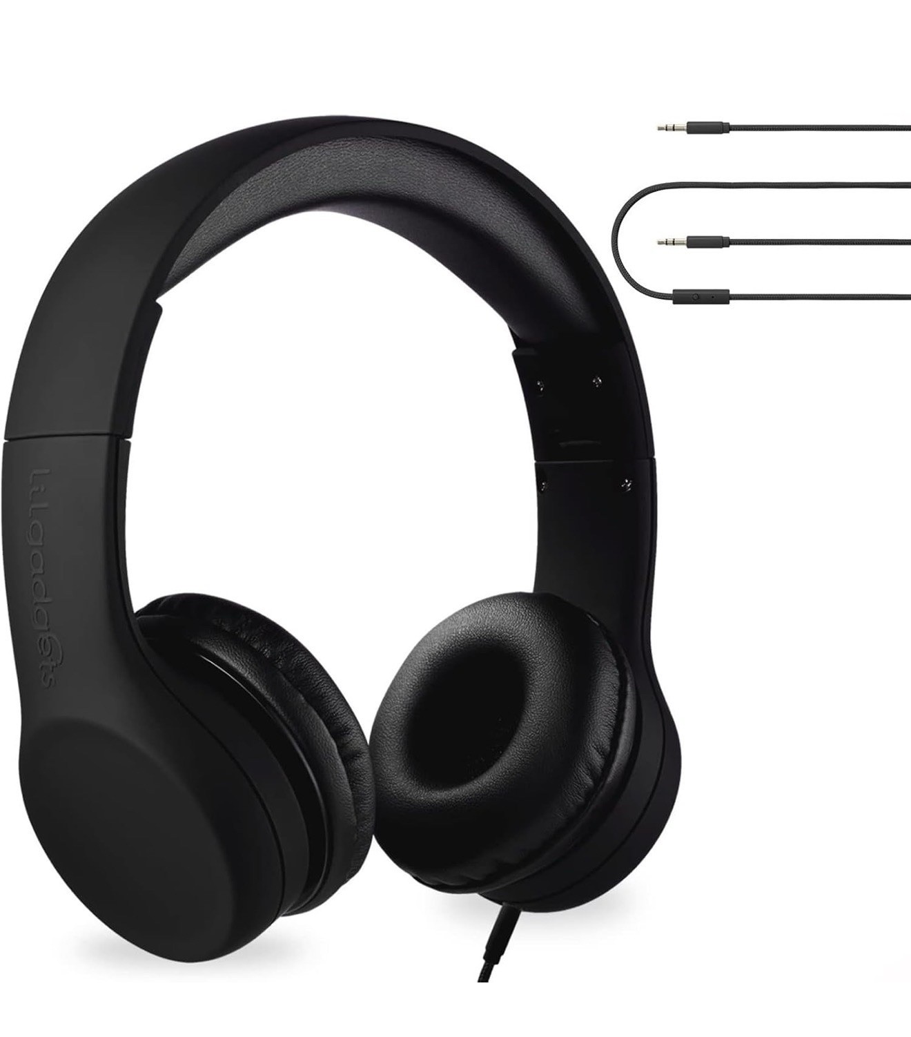 LilGadgets Connect+ Style On-Ear Kids Headphones with Microphone – Black