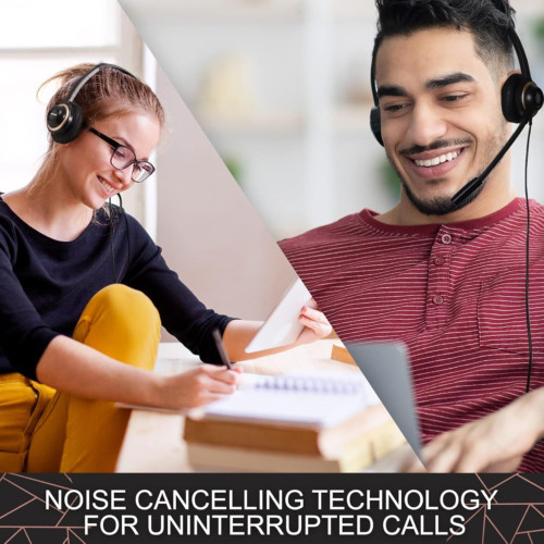 Headset with Microphone – Noise Canceling Computer for 1 Pack, 1 Black